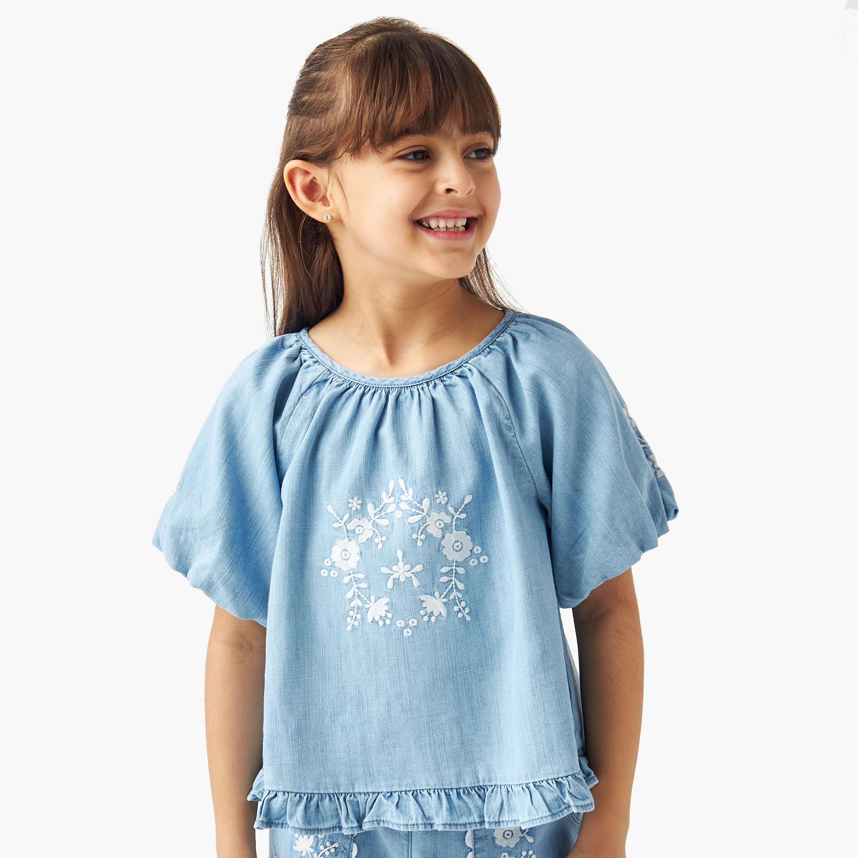 بلوزة مطرزة بكشكش وأكمام بالون من إليجو-baby-girls-clothing-blousesandshirts-image-5