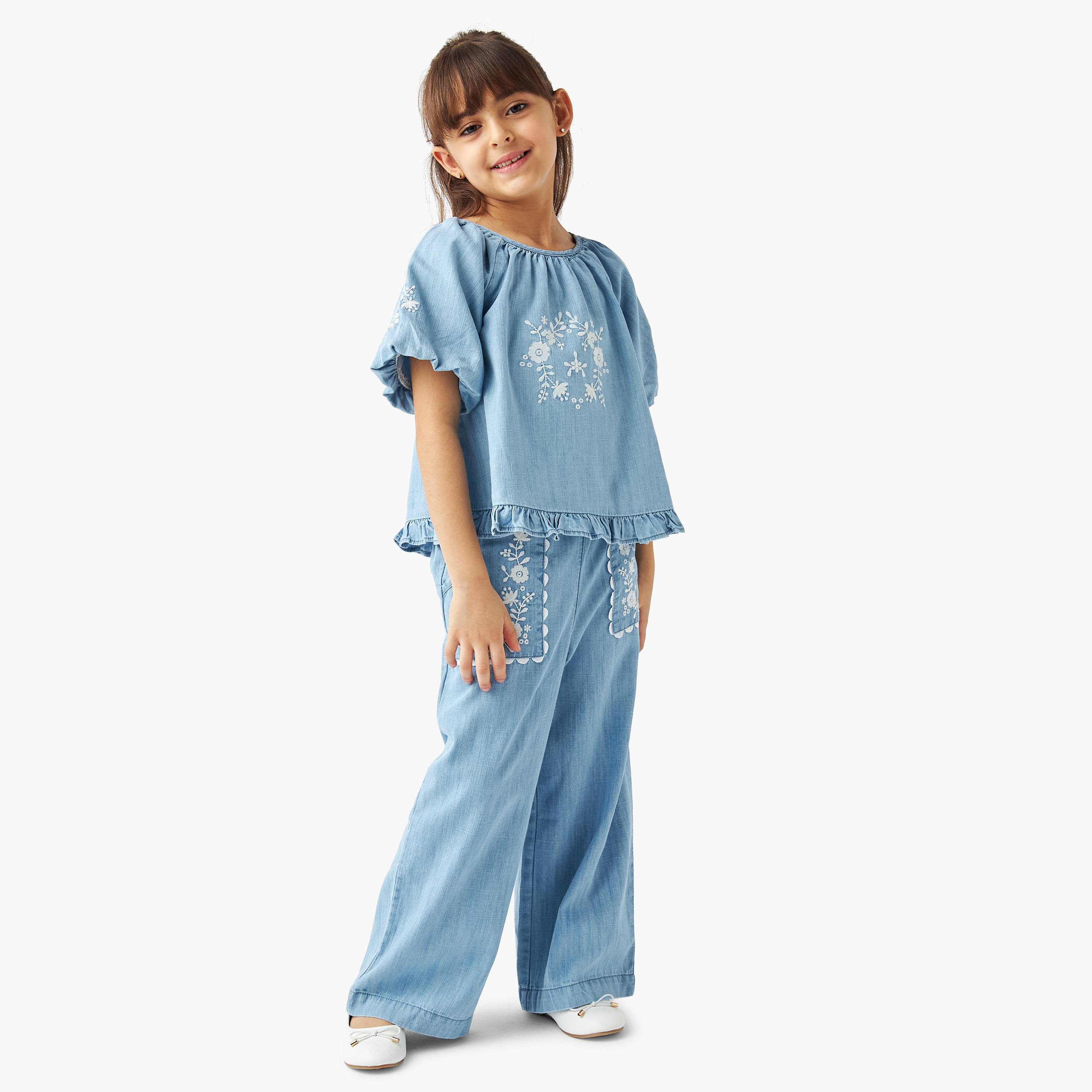 بلوزة مطرزة بكشكش وأكمام بالون من إليجو-baby-girls-clothing-blousesandshirts-image-4