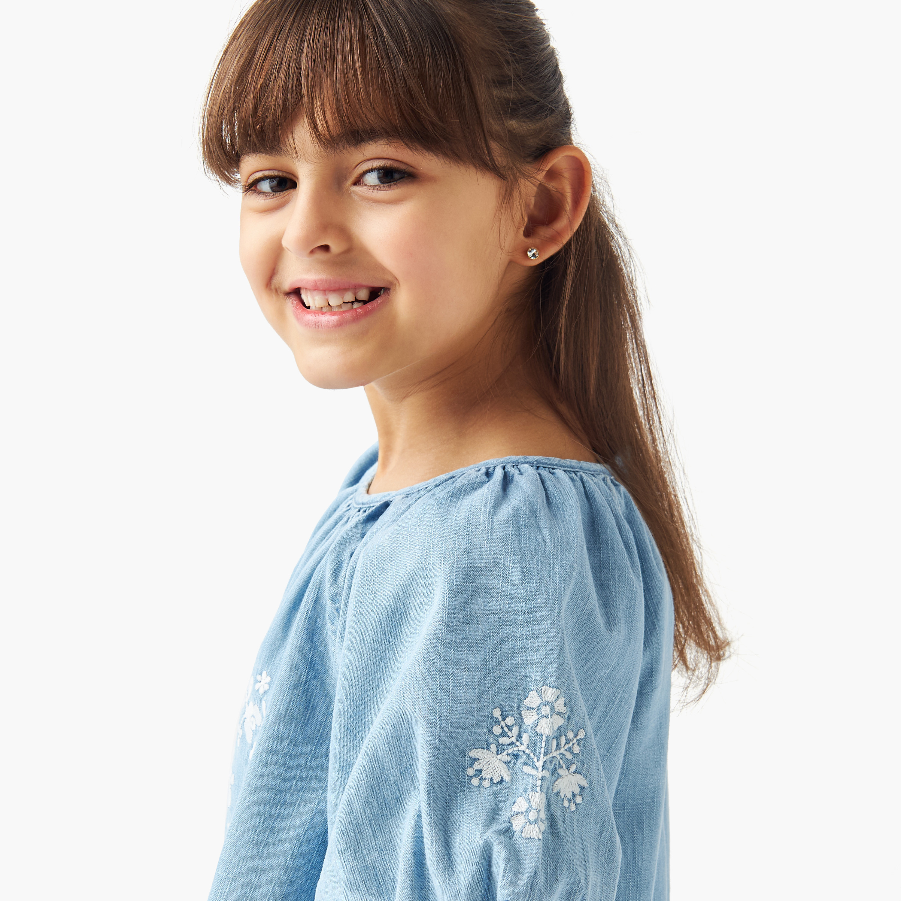 بلوزة مطرزة بكشكش وأكمام بالون من إليجو-baby-girls-clothing-blousesandshirts-image-2