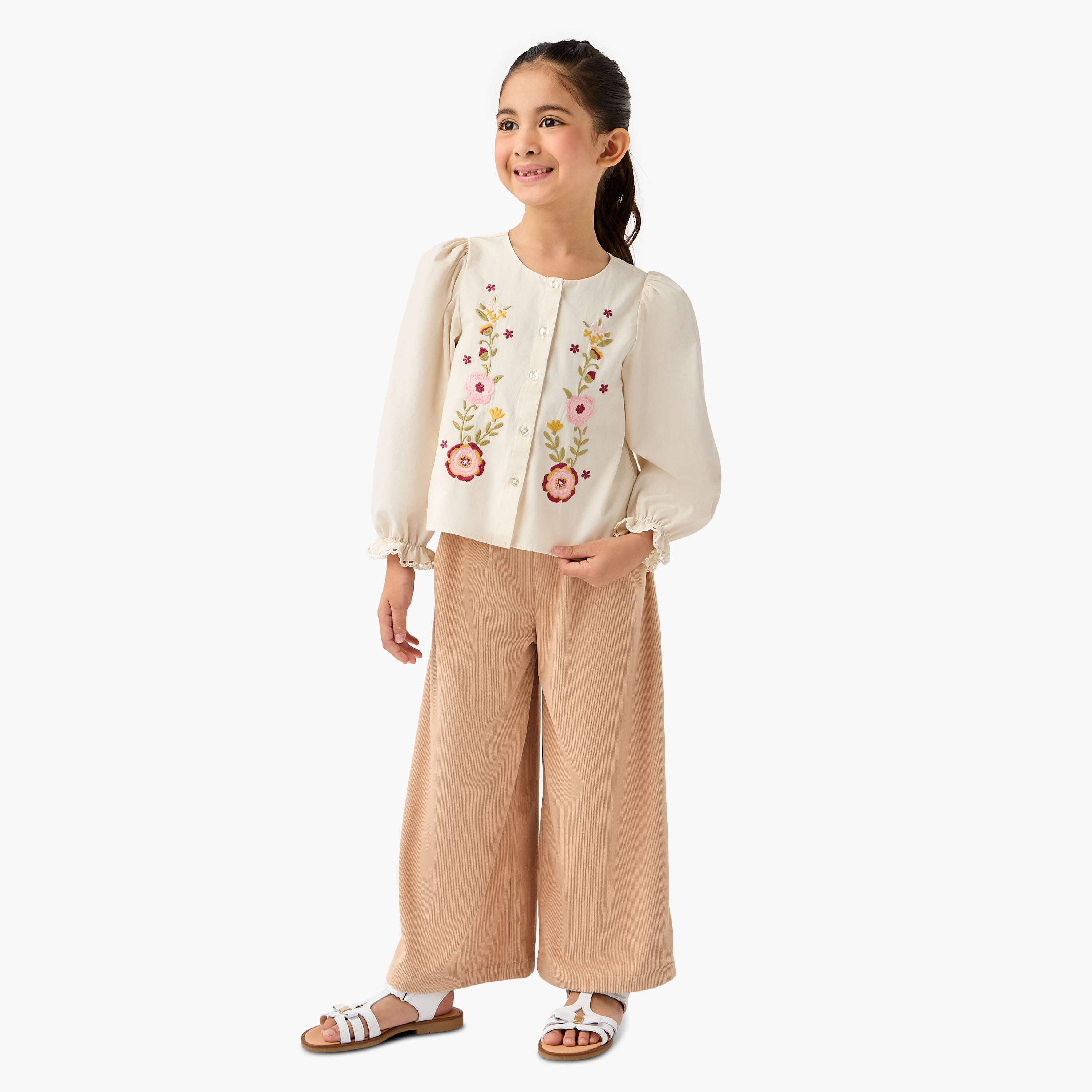 Eligo Floral Embroidered Top with Long Sleeves-baby-girls-clothing-blousesandshirts-image-2