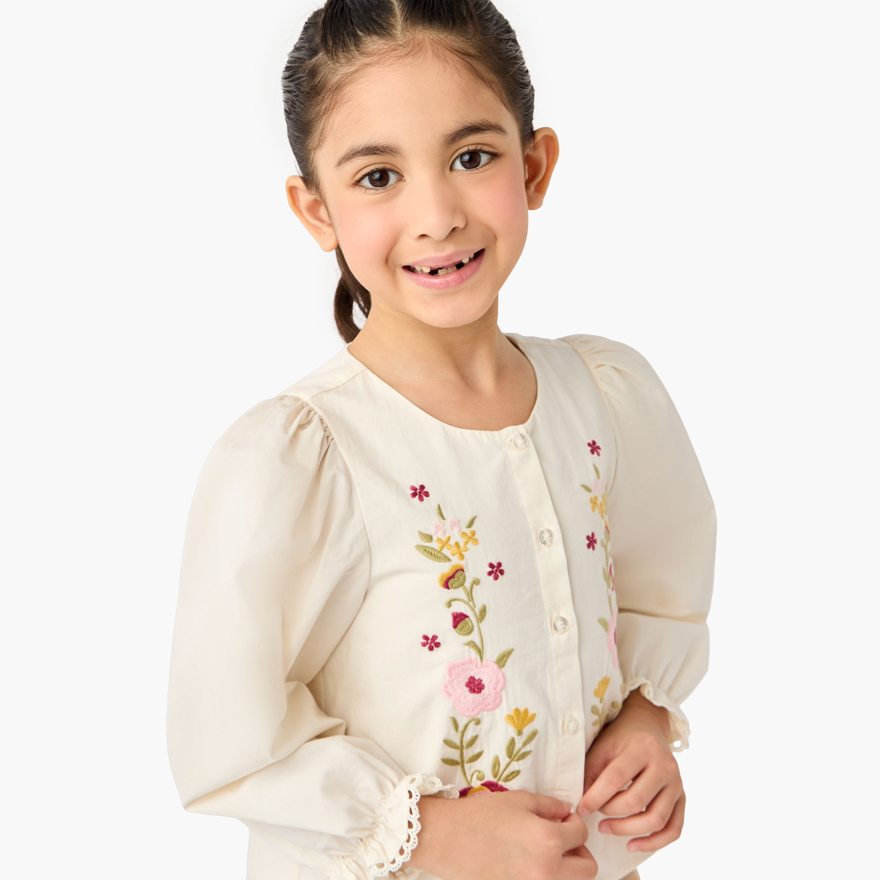 Eligo Floral Embroidered Top with Long Sleeves-baby-girls-clothing-blousesandshirts-image-4