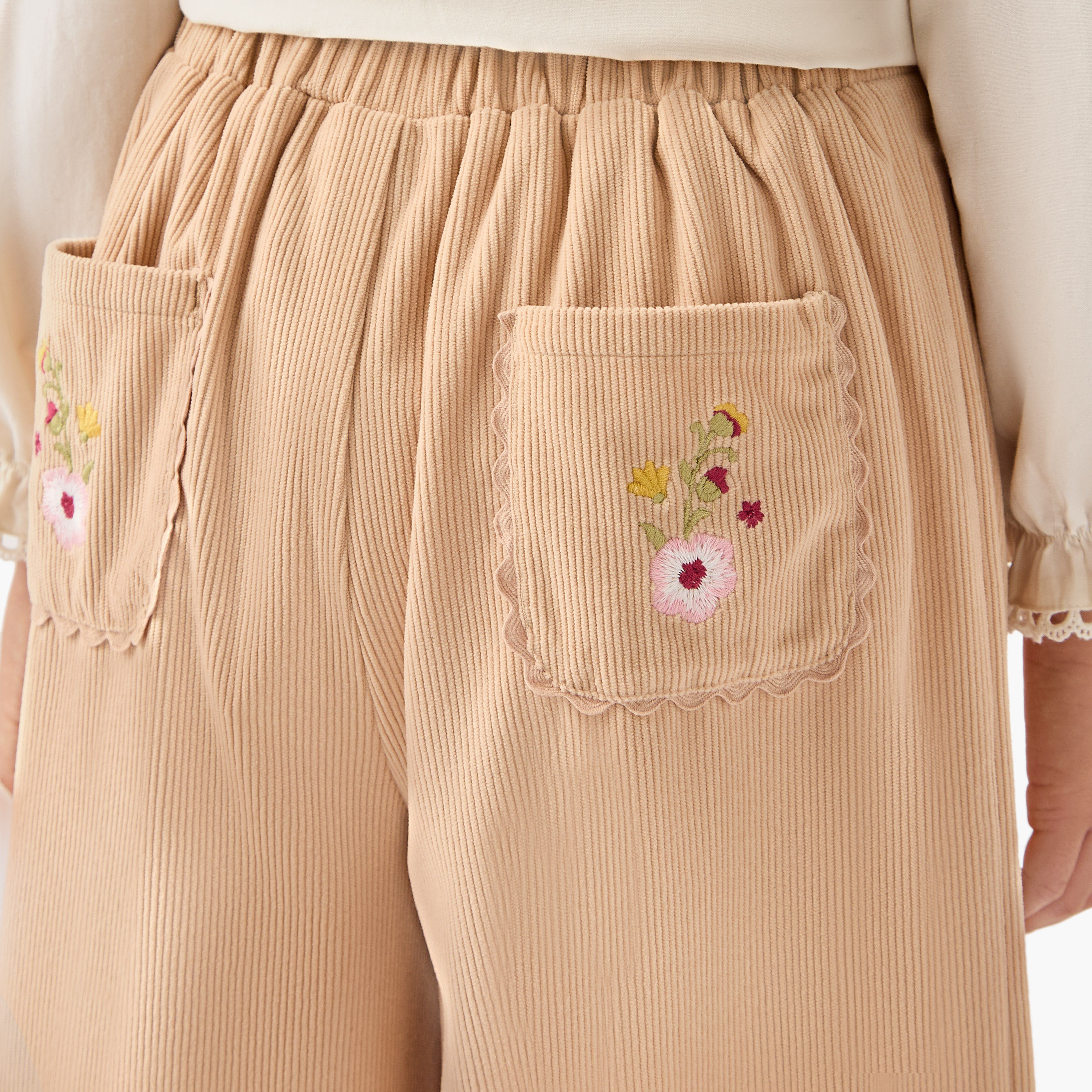 بنطلون مضلّع بأرجل واسعة وخصر شبه مطاطي من إليجو-baby-girls-clothing-bottoms-trousers-image-2