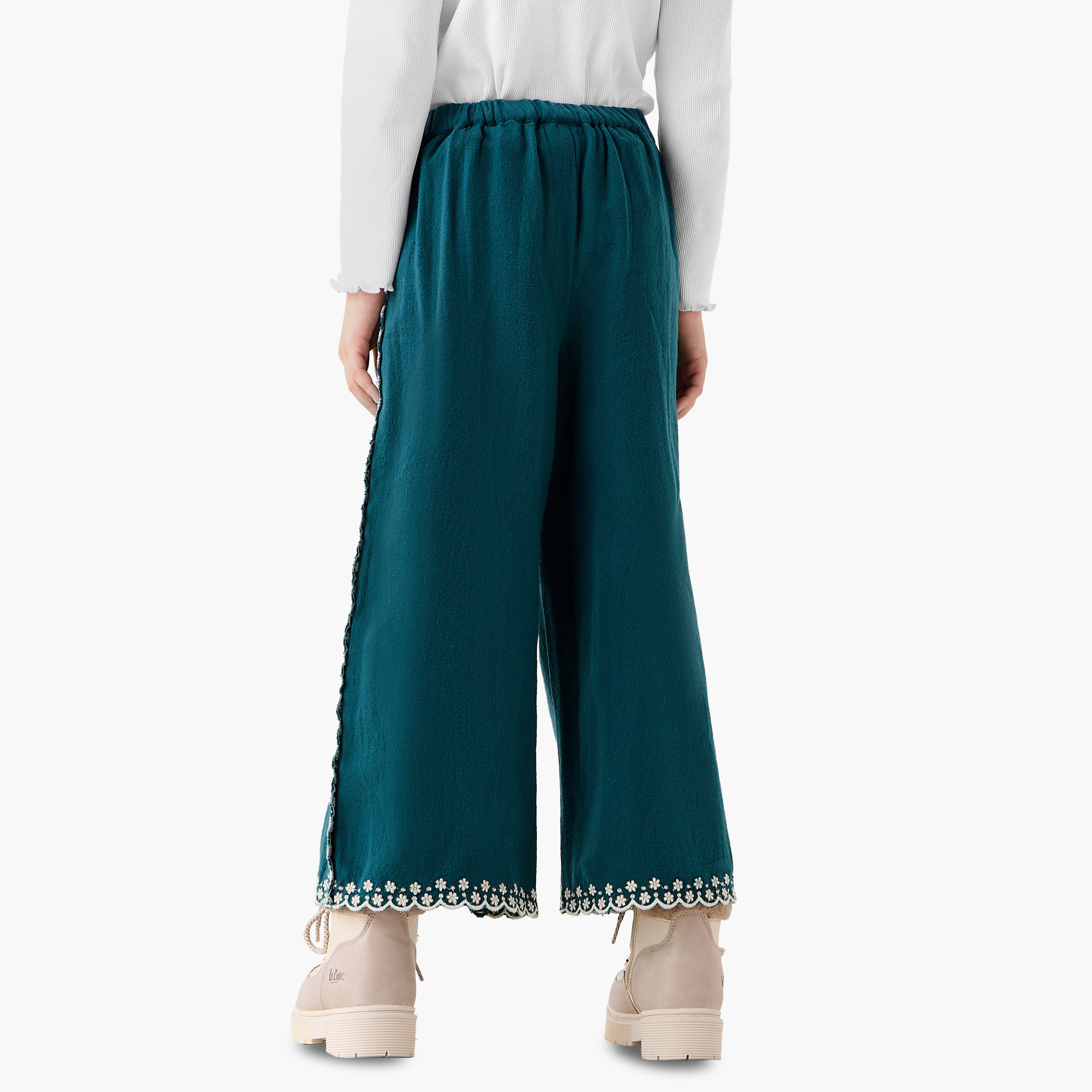 Eligo Girls Trousers with Embroidery - Cotton - Elasticated - Relaxed-baby-girls-clothing-bottoms-trousers-image-3