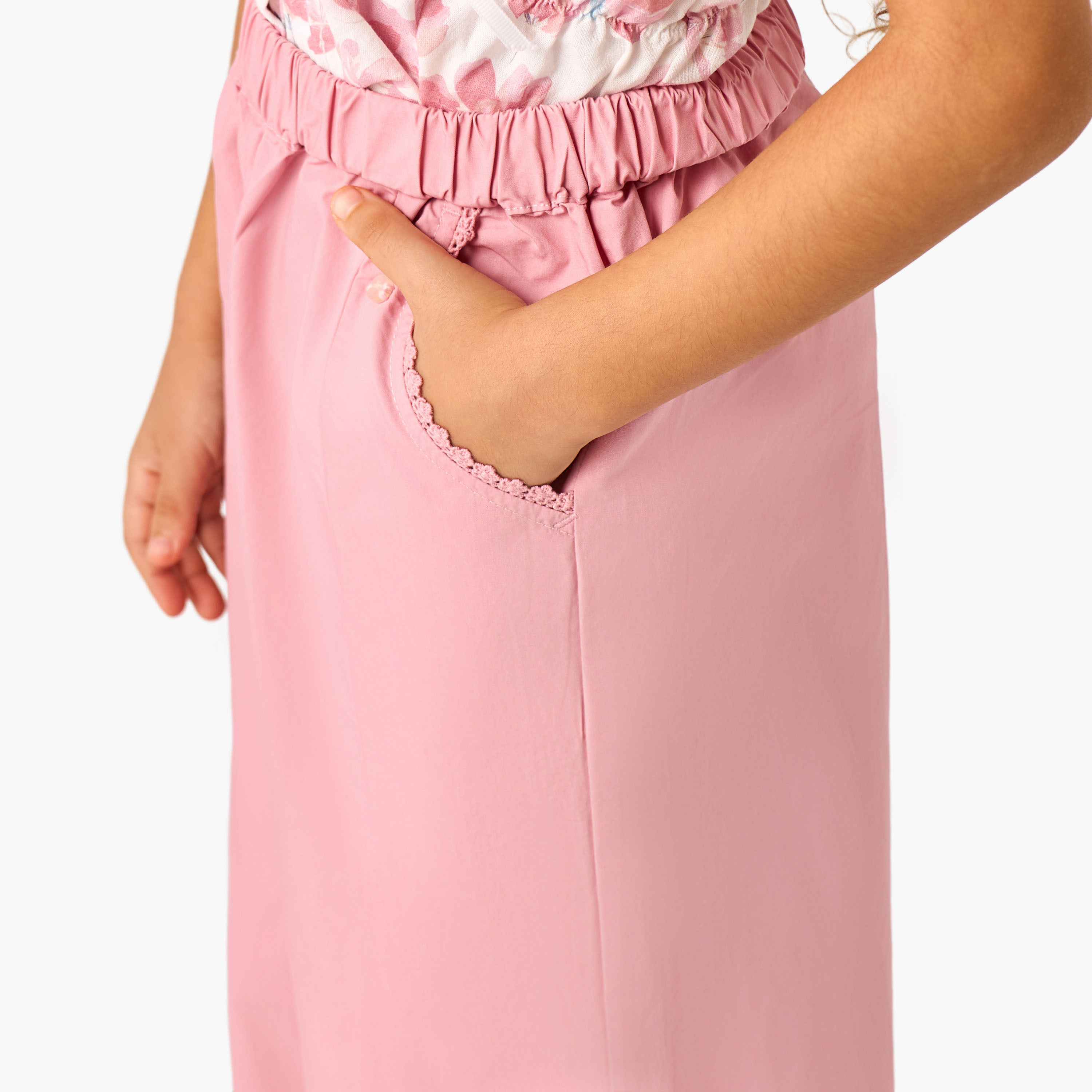 بنطلون بحزام خصر مطاطي وجيوب من إليجو-baby-girls-clothing-bottoms-trousers-image-1