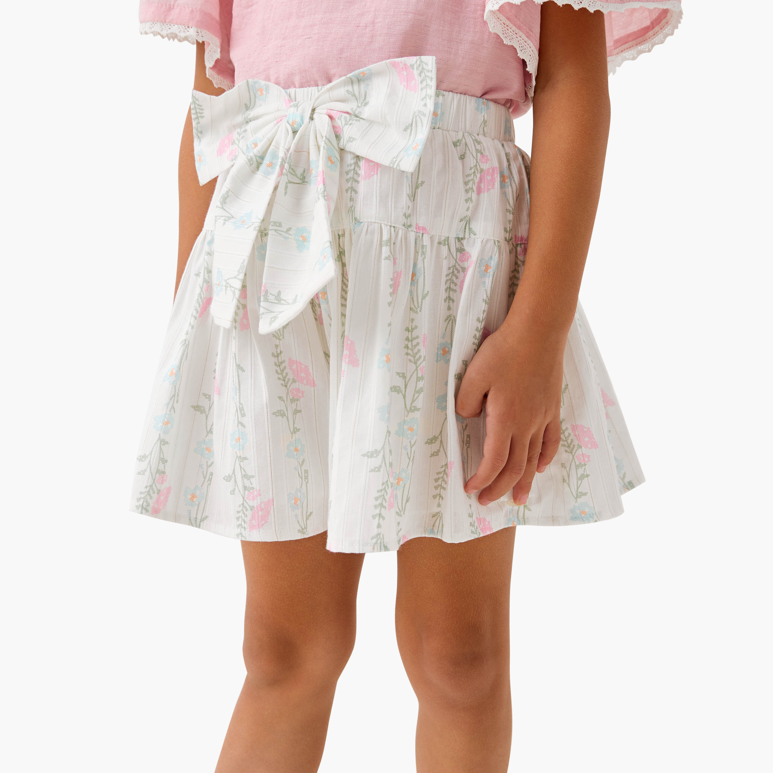 Eligo All-Over Floral Print Shorts with Bow Accent-girls-clothing-bottoms-shorts-image-1