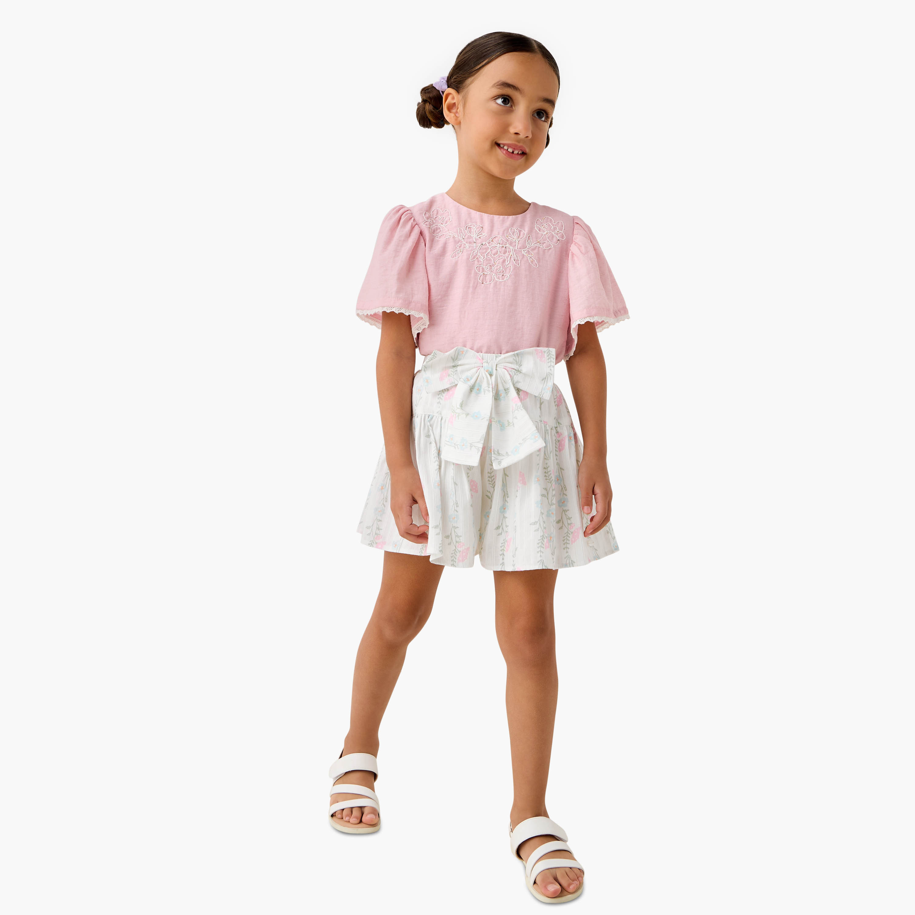 Eligo All-Over Floral Print Shorts with Bow Accent-girls-clothing-bottoms-shorts-image-2