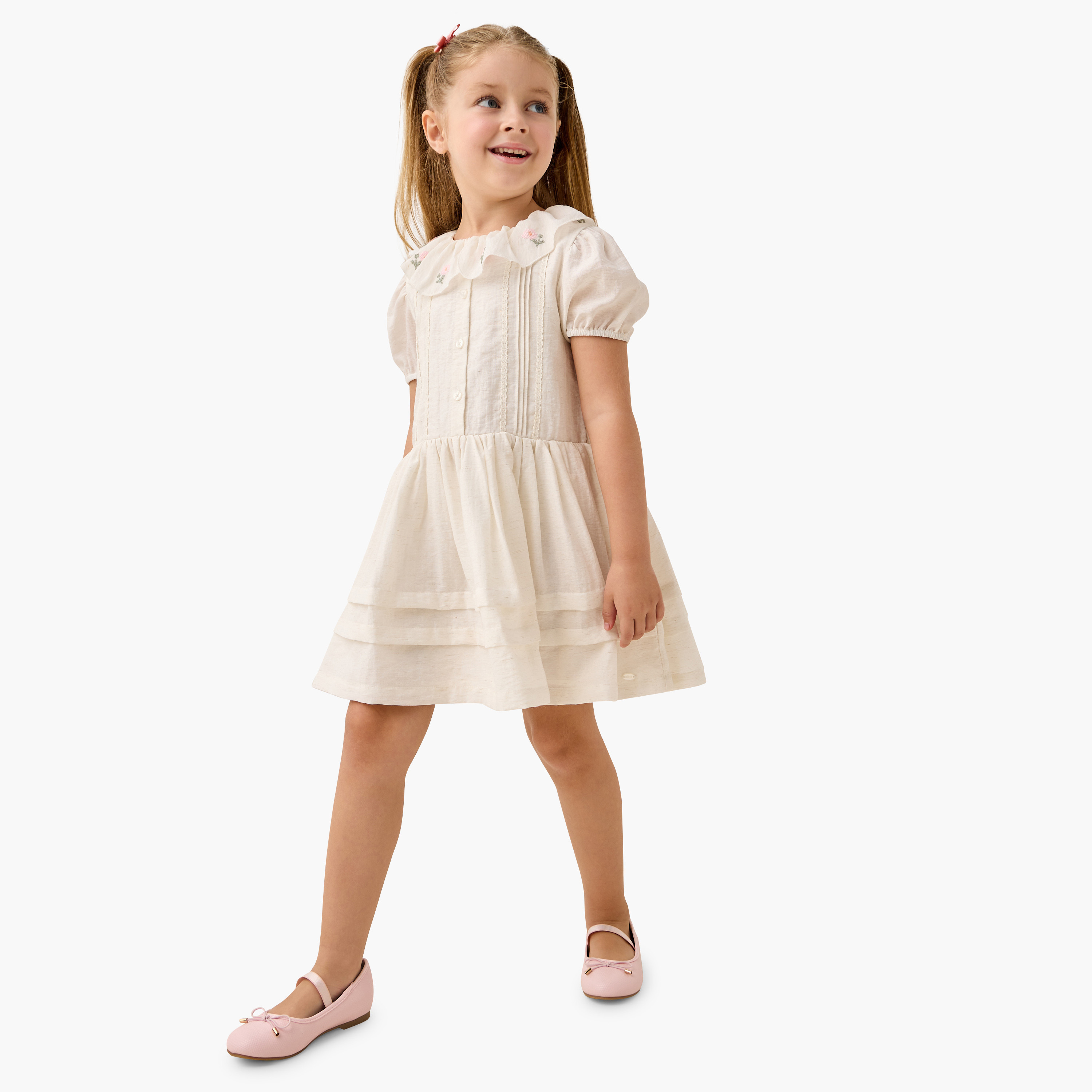 Eligo Floral Embroidered Dress with Puff Sleeves-girls-clothing-dressesandjumpsuits-image-2