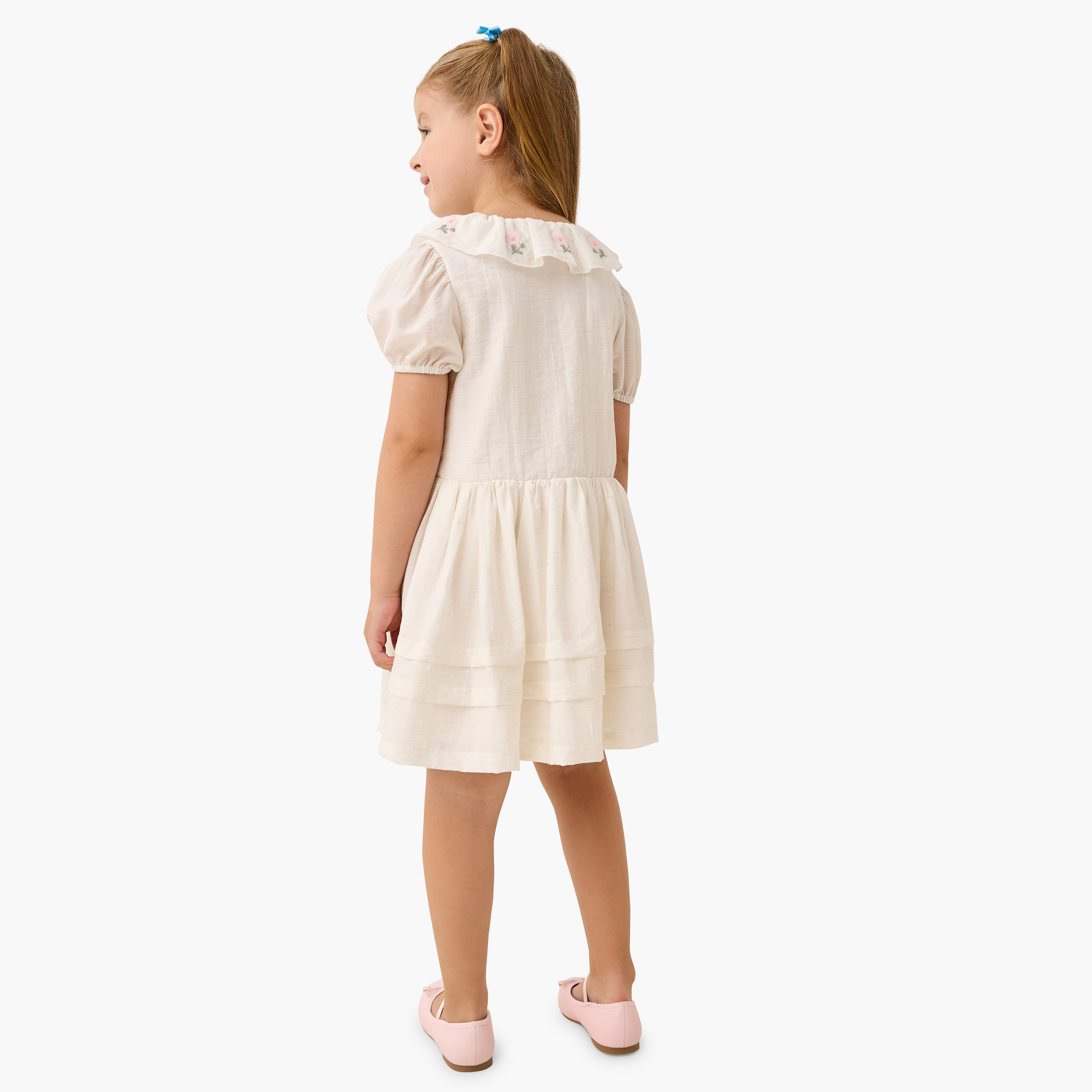 Eligo Floral Embroidered Dress with Puff Sleeves-girls-clothing-dressesandjumpsuits-image-3