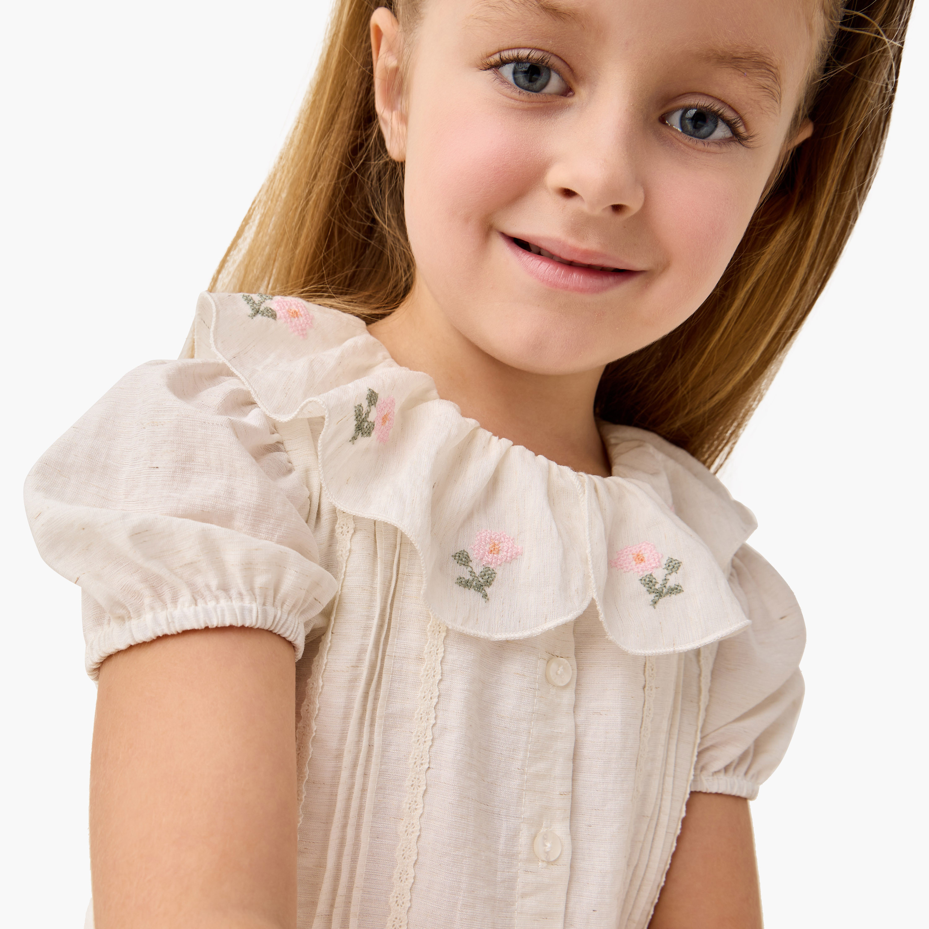 Eligo Floral Embroidered Dress with Puff Sleeves-girls-clothing-dressesandjumpsuits-image-4