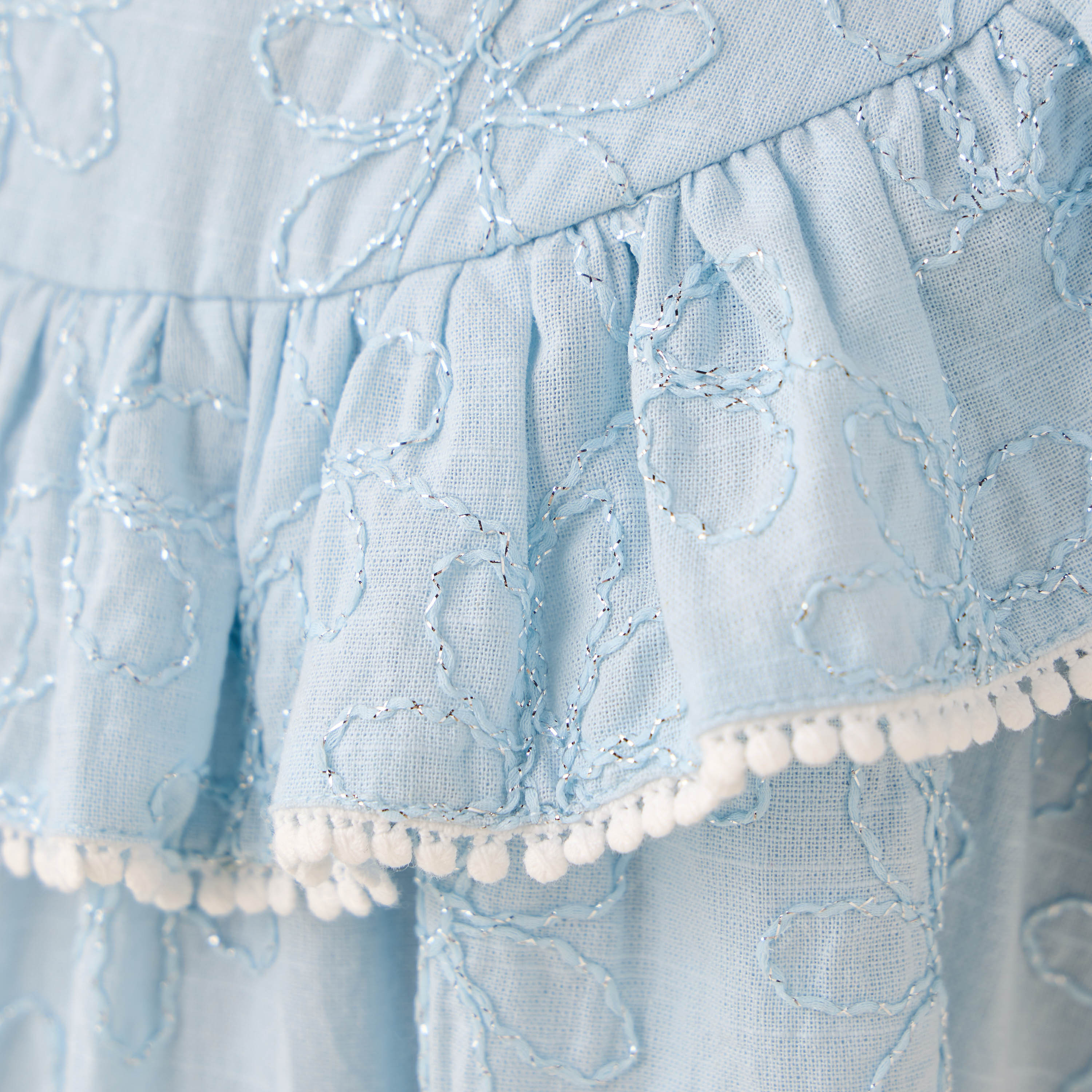 Eligo Embroidered Drop Waist Dress with Round Neck and Short Sleeves-girls-clothing-dressesandjumpsuits-image-5