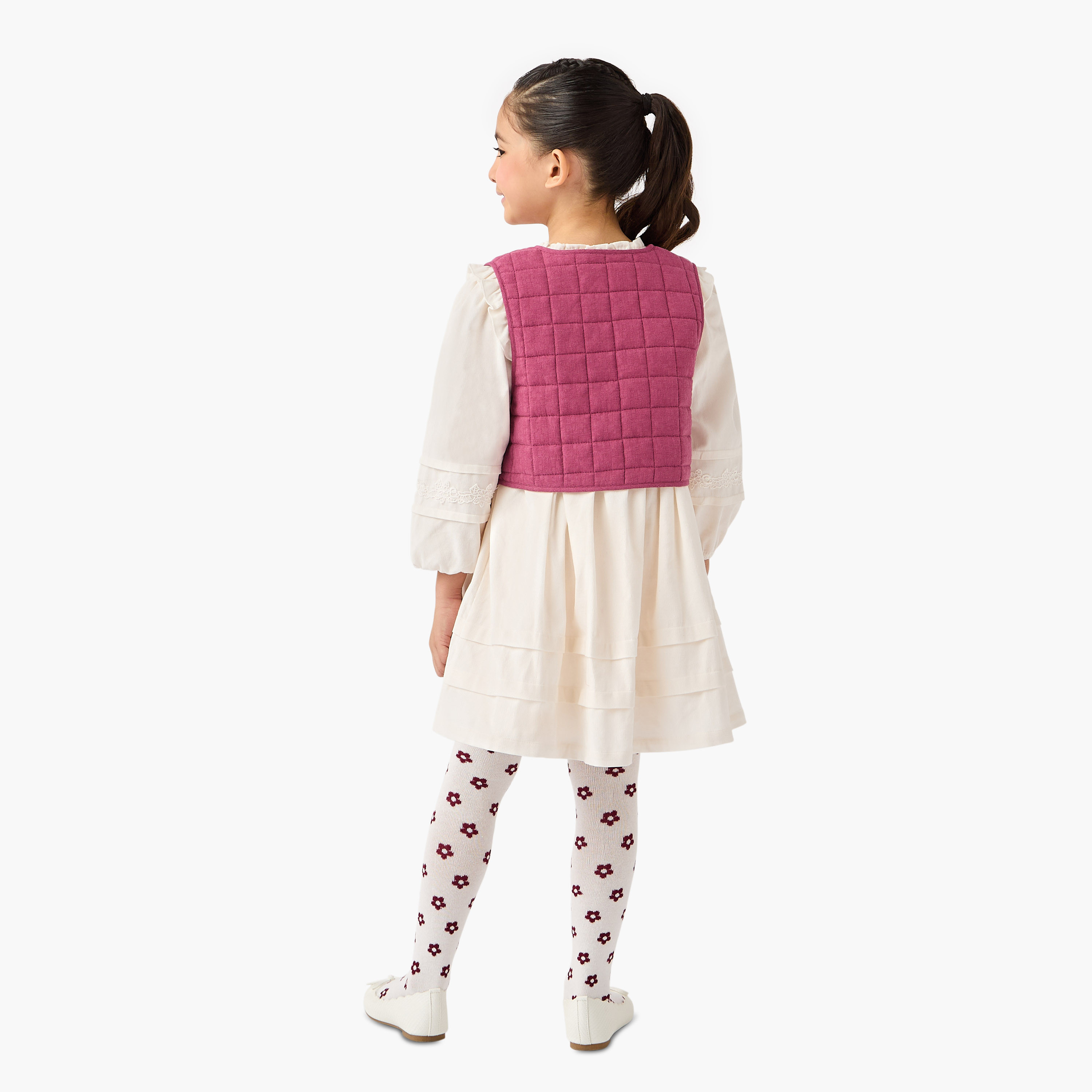 Eligo Ruffled Dress with Embroidered Jacket and Tights-girls-clothing-winterwear-dresses-image-3