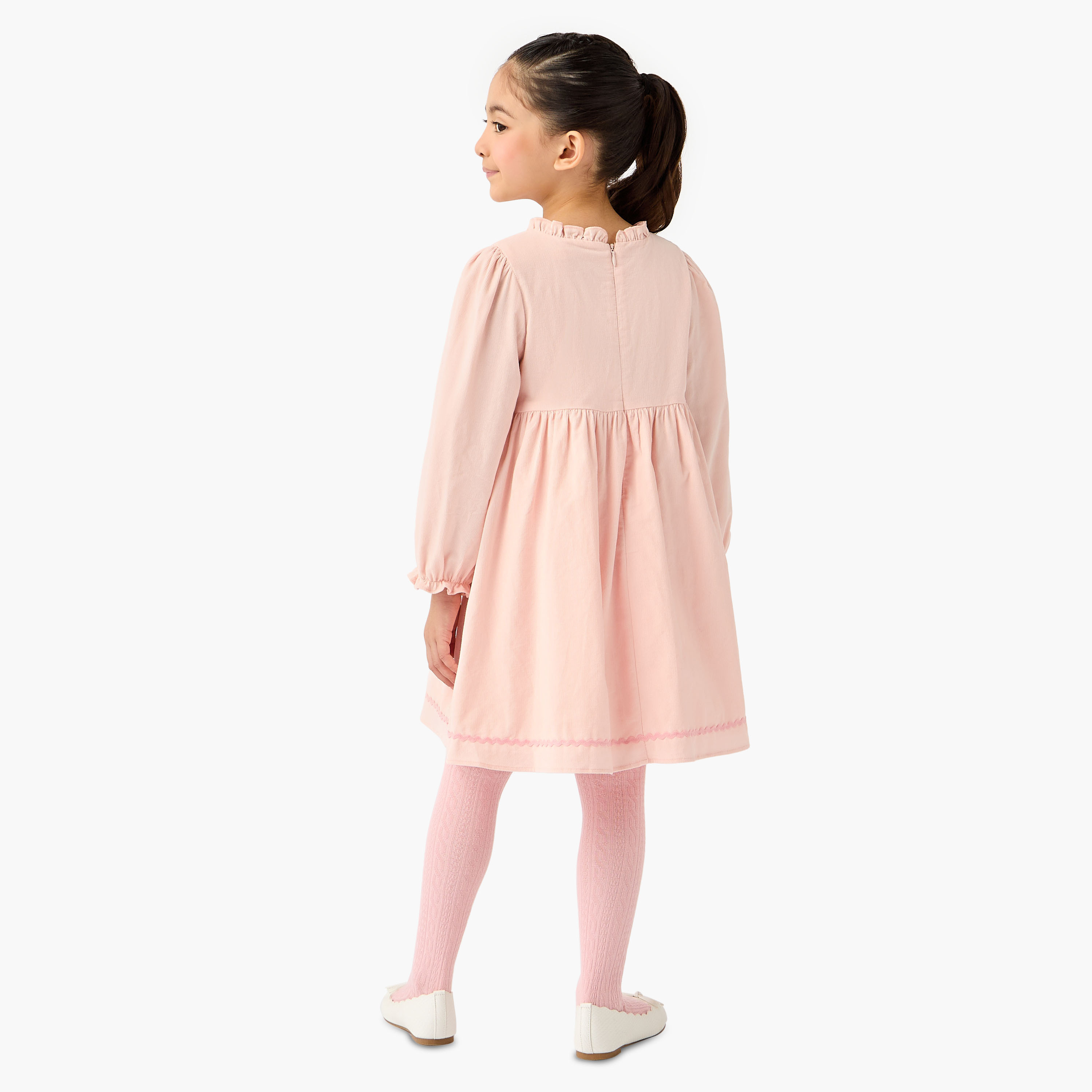 Eligo Floral Embroidered Long Sleeves Dress with Tights-girls-clothing-dressesandjumpsuits-image-3