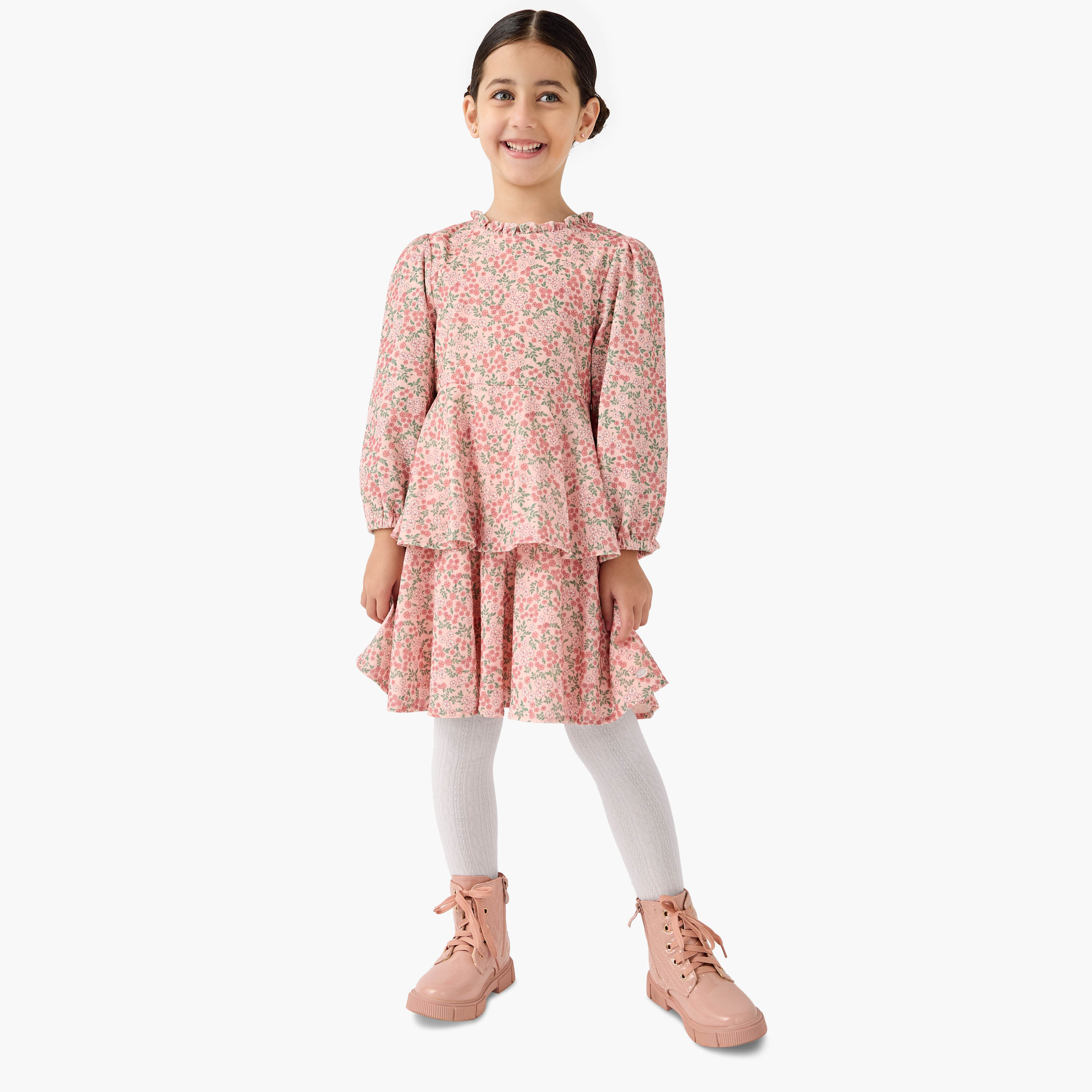 Eligo Floral Print Dress with Cardigan and Tights-girls-clothing-dressesandjumpsuits-image-2