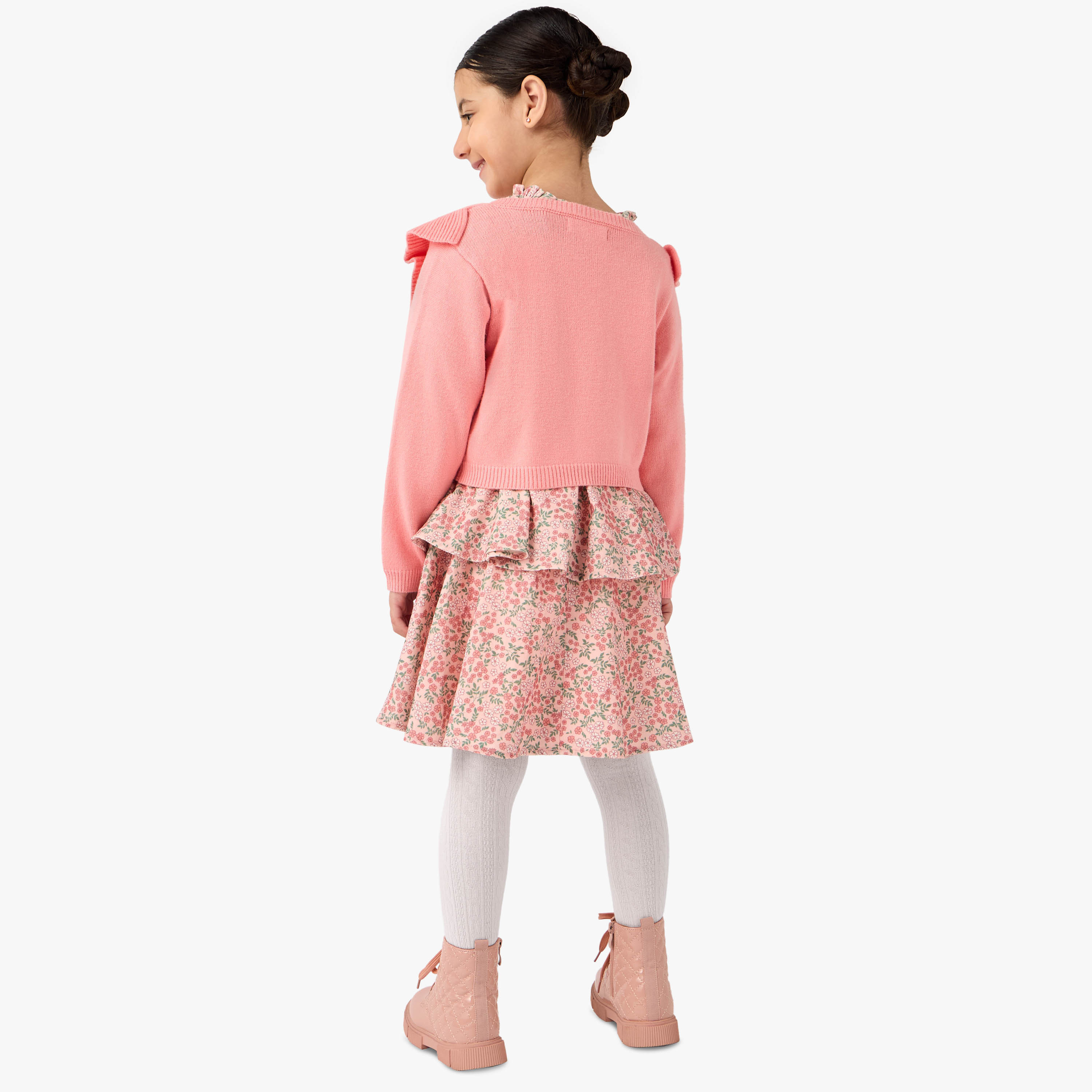 Eligo Floral Print Dress with Cardigan and Tights-girls-clothing-dressesandjumpsuits-image-3