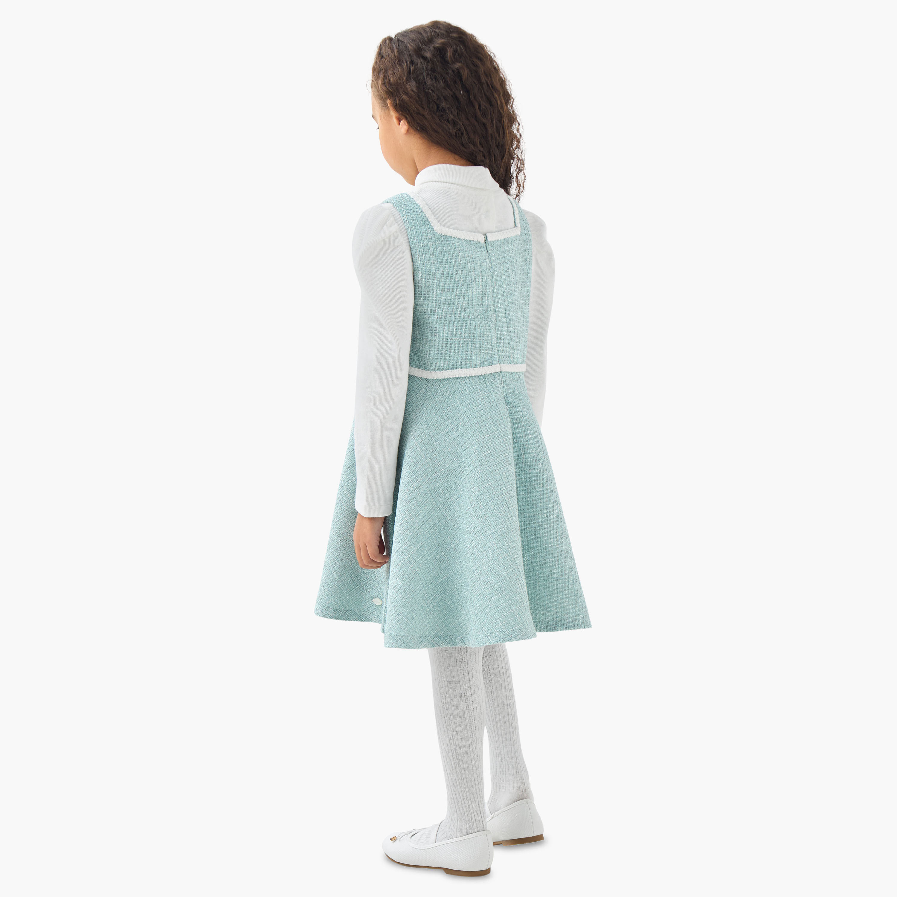 Eligo Round Neck Long Sleeves Knee Length Dress with T-shirt and Stockings-girls-clothing-dressesandjumpsuits-image-3