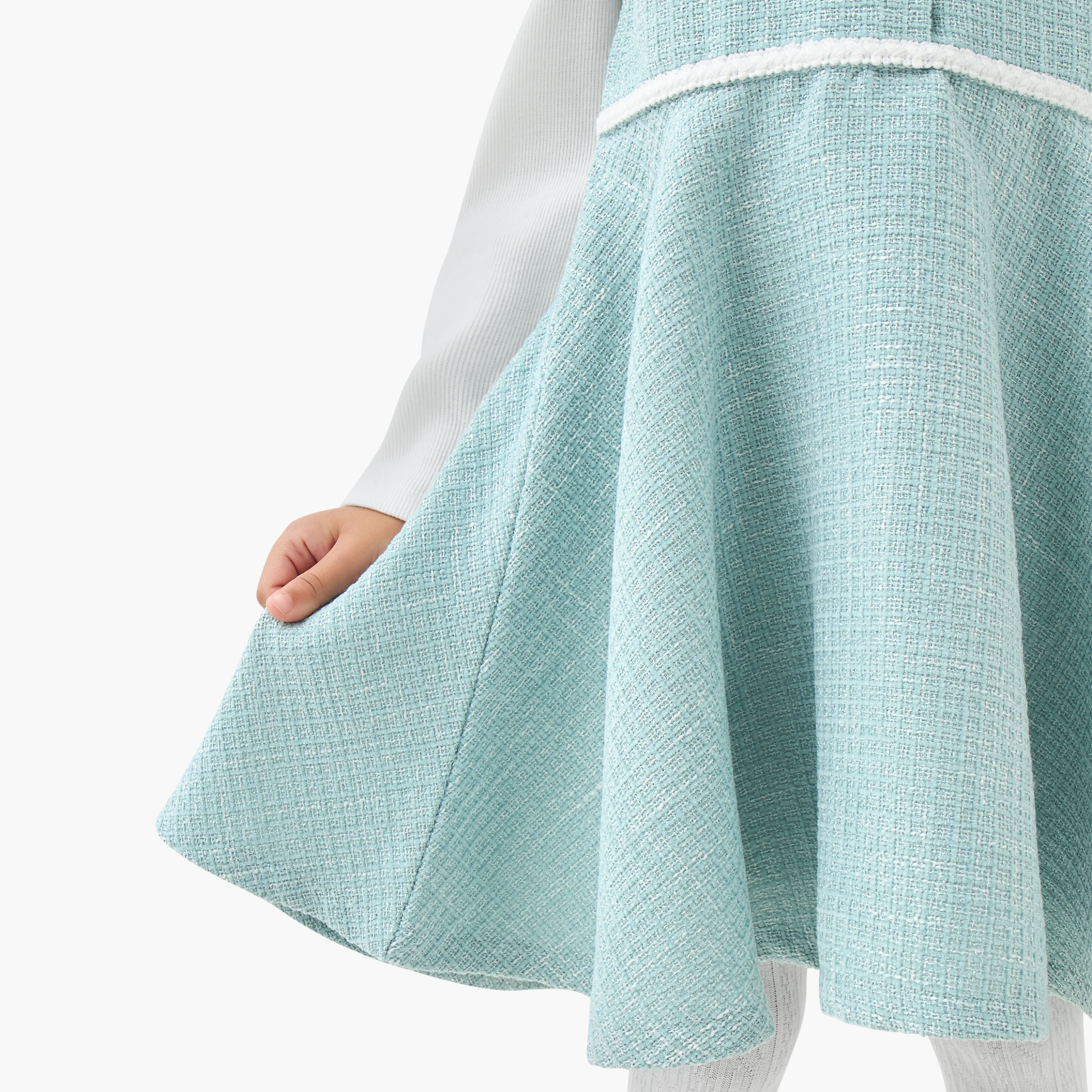 Eligo Round Neck Long Sleeves Knee Length Dress with T-shirt and Stockings-girls-clothing-dressesandjumpsuits-image-5