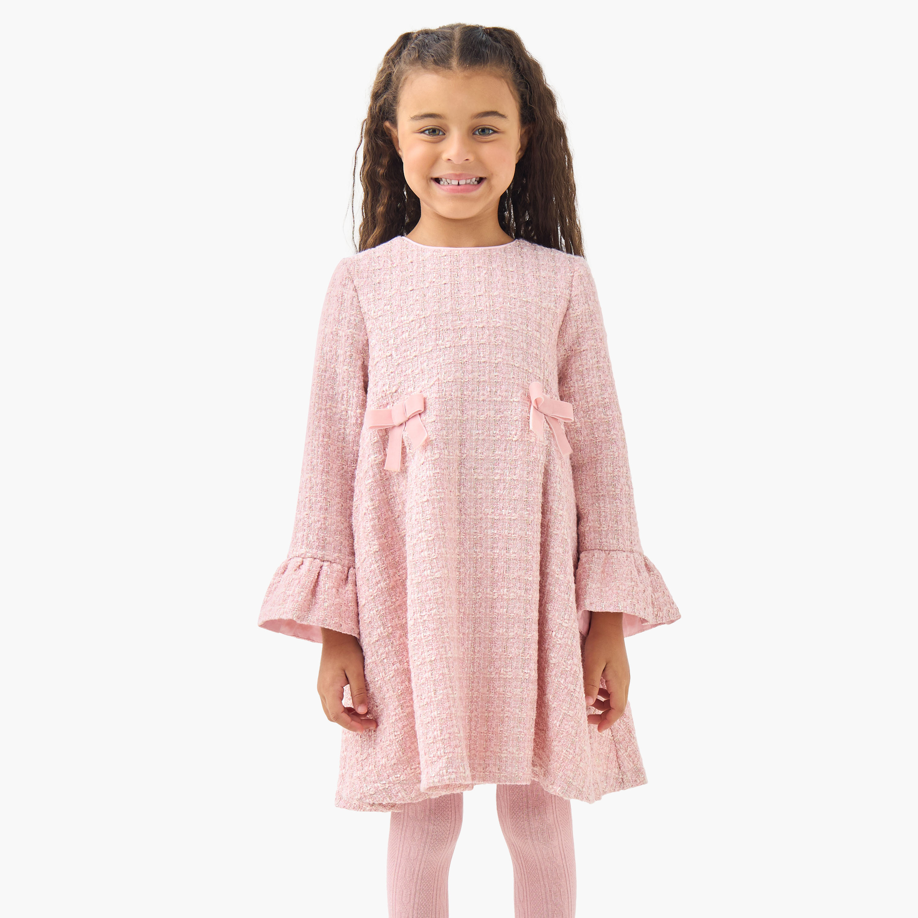 Eligo Round Neck Long Sleeves Knee Length Dress with Tights-girls-clothing-dressesandjumpsuits-image-2