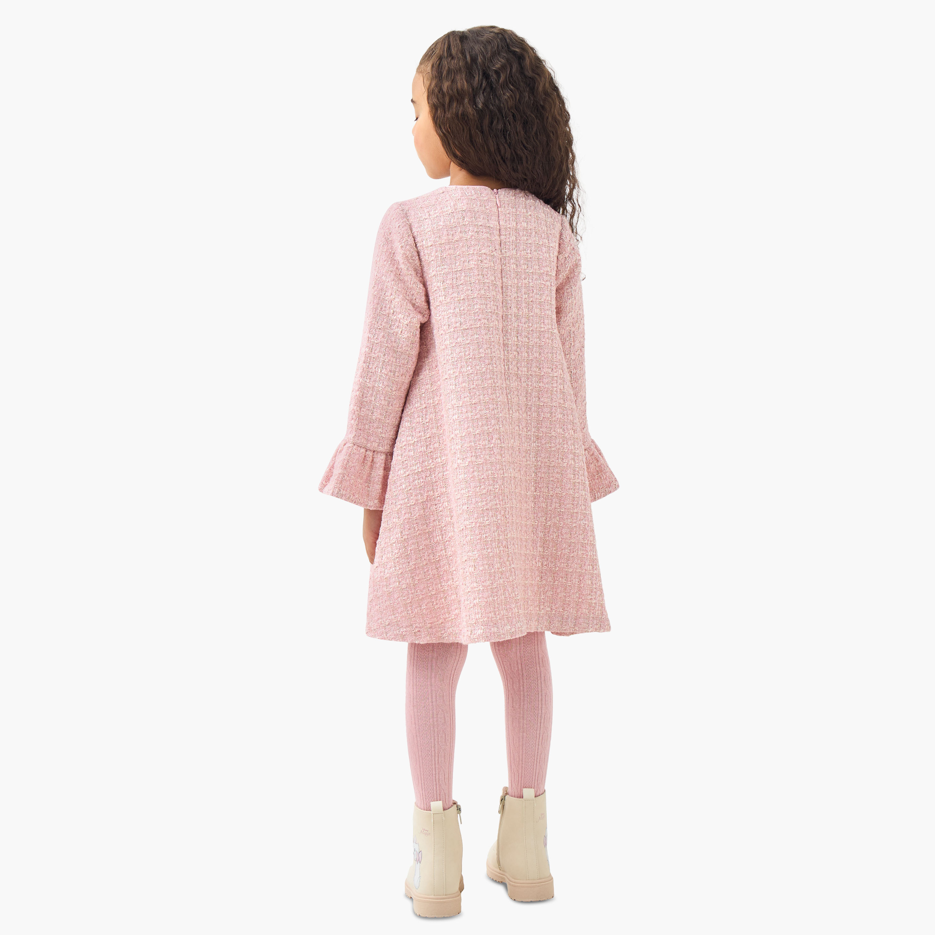 Eligo Round Neck Long Sleeves Knee Length Dress with Tights-girls-clothing-dressesandjumpsuits-image-3