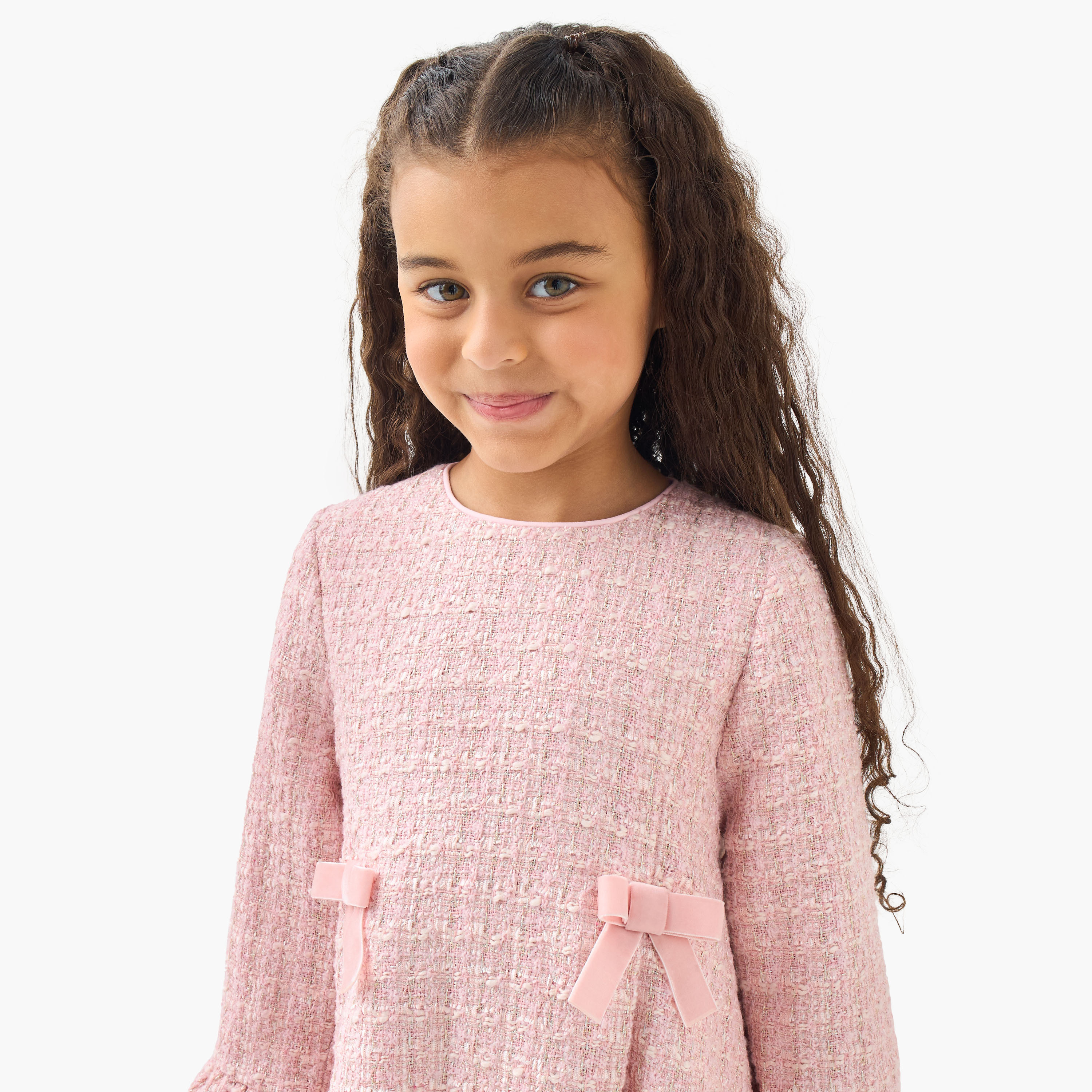 Eligo Round Neck Long Sleeves Knee Length Dress with Tights-girls-clothing-dressesandjumpsuits-image-4