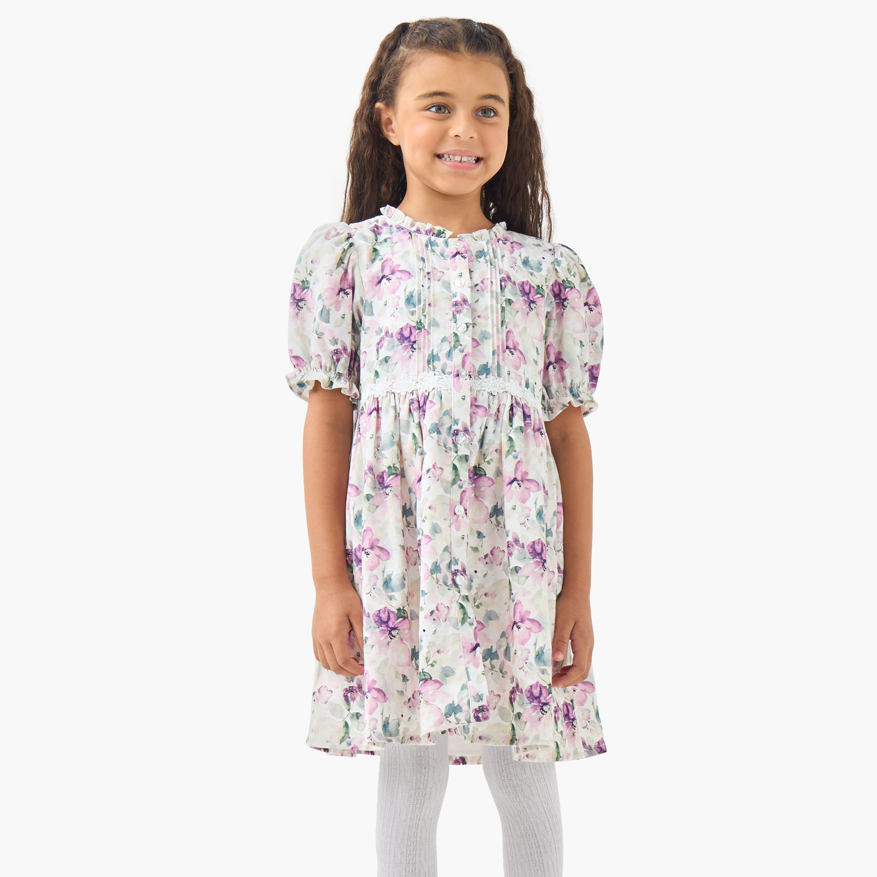 Eligo Mandarin Neck Short Sleeves Dress with Cardigan and Stockings-girls-clothing-dressesandjumpsuits-image-2