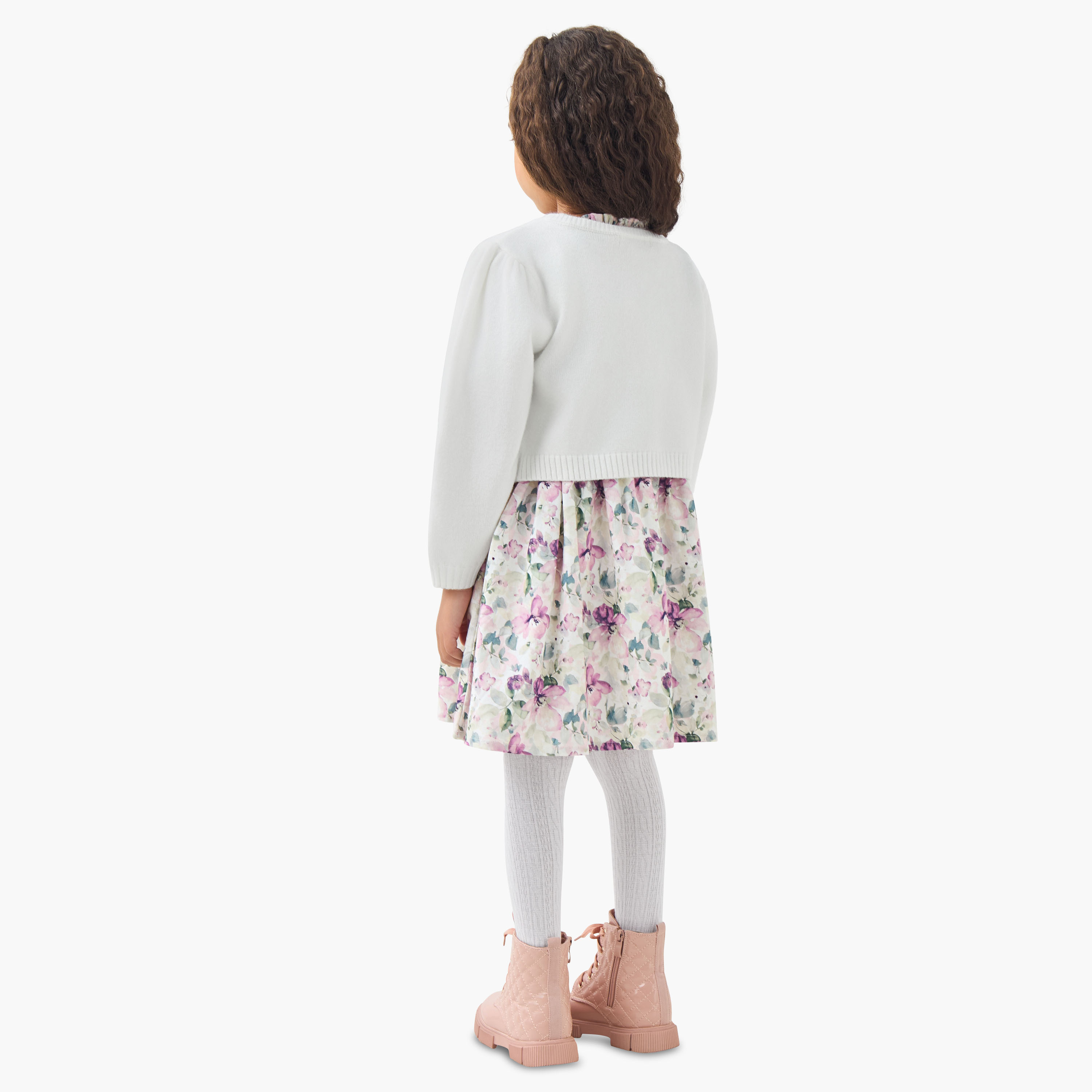 Eligo Mandarin Neck Short Sleeves Dress with Cardigan and Stockings-girls-clothing-dressesandjumpsuits-image-3
