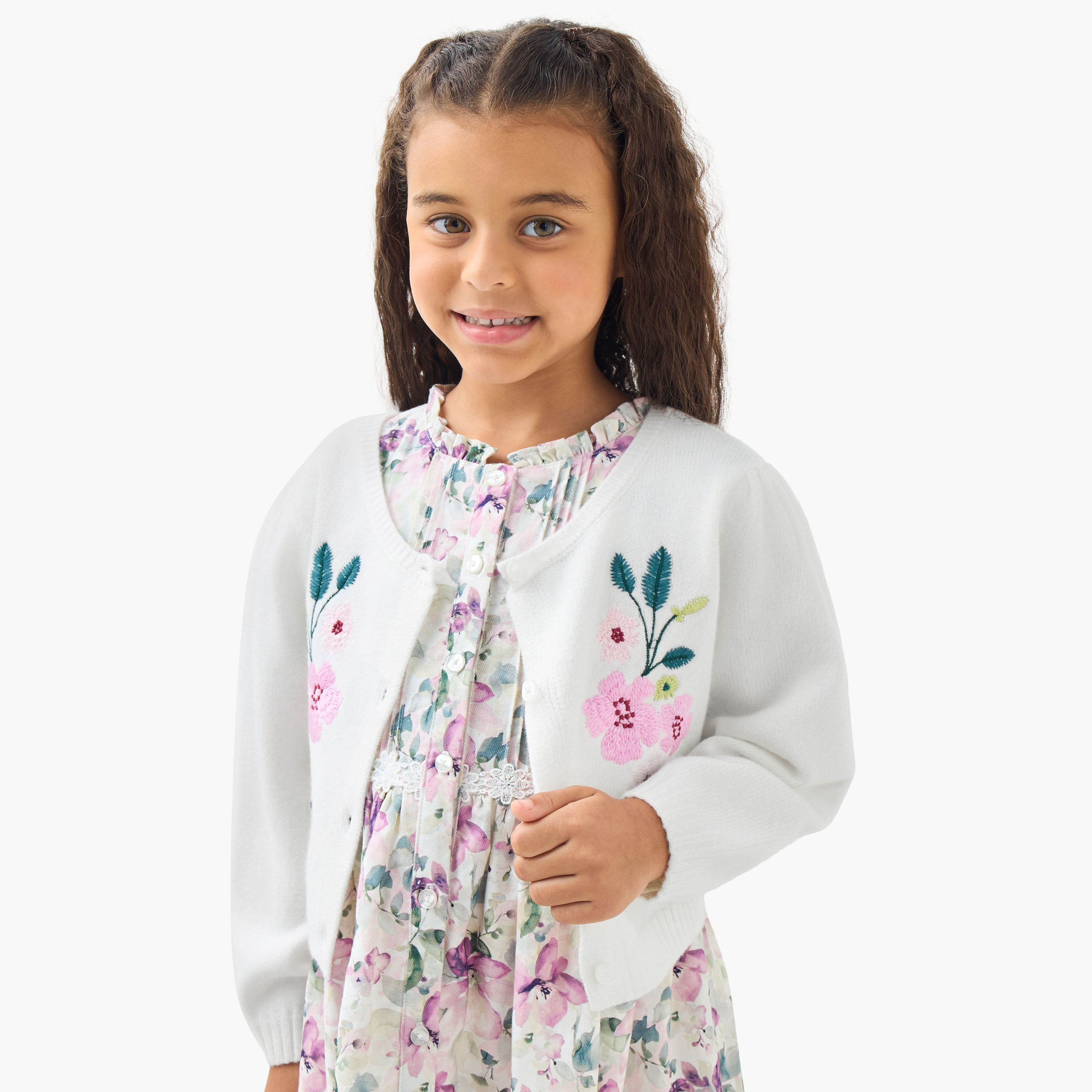 فستان بياقة ماندرين وأكمام قصيرة مع كارديغان وجوارب طويلة من إليجو-girls-clothing-dressesandjumpsuits-image-4