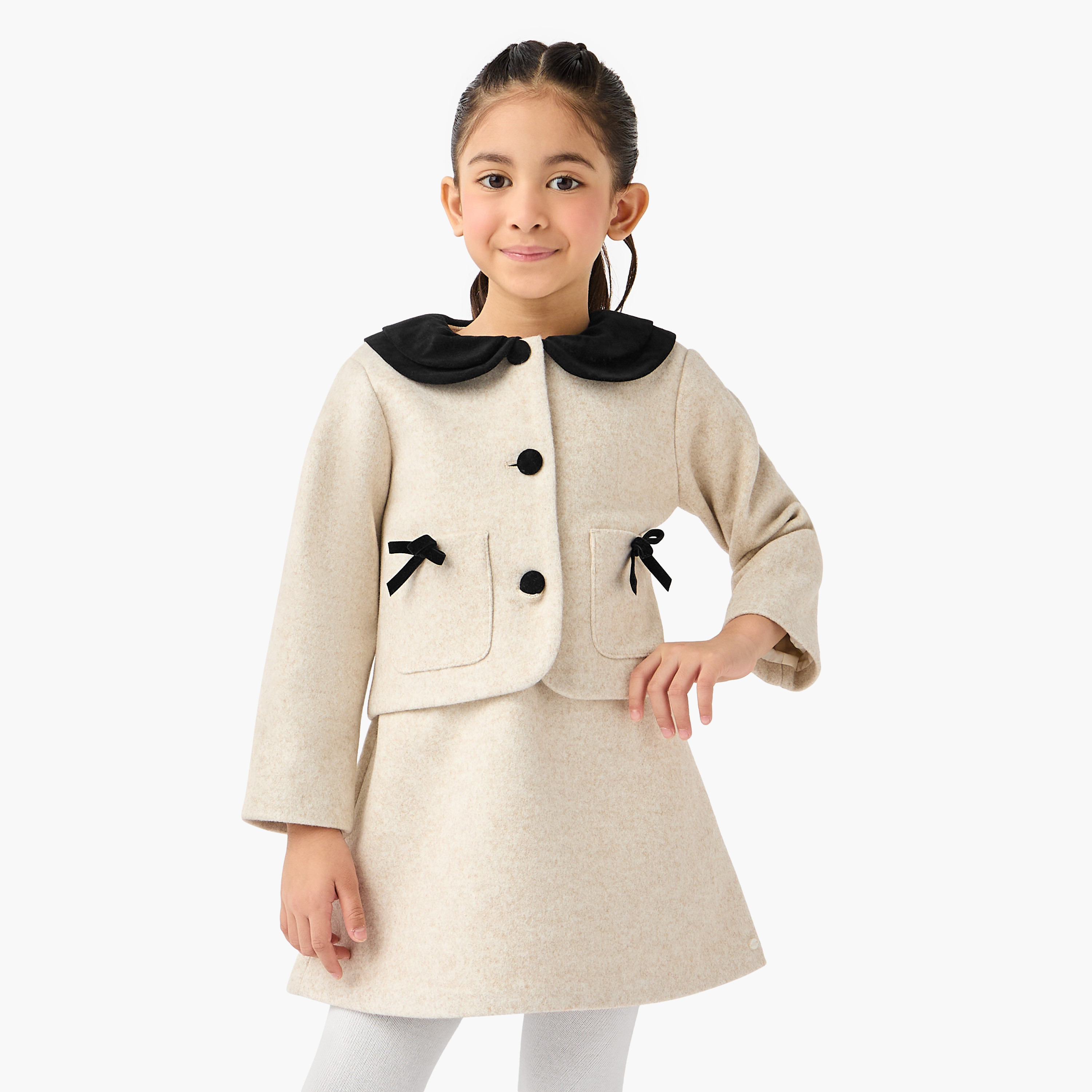 Eligo Peter Pan Collar Dress and Jacket Set-girls-clothing-winterwear-dresses-image-2