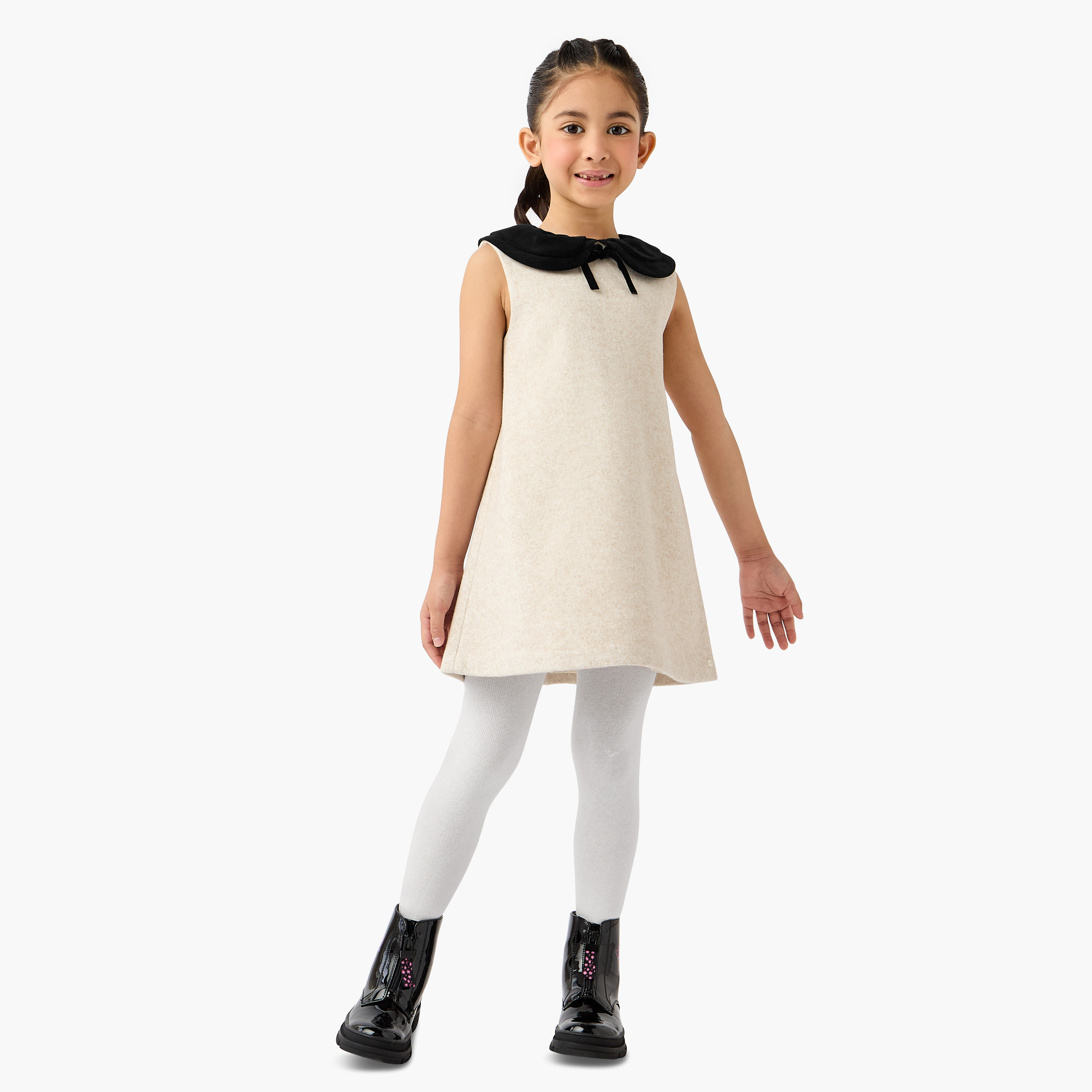 Eligo Peter Pan Collar Dress and Jacket Set-girls-clothing-winterwear-dresses-image-3