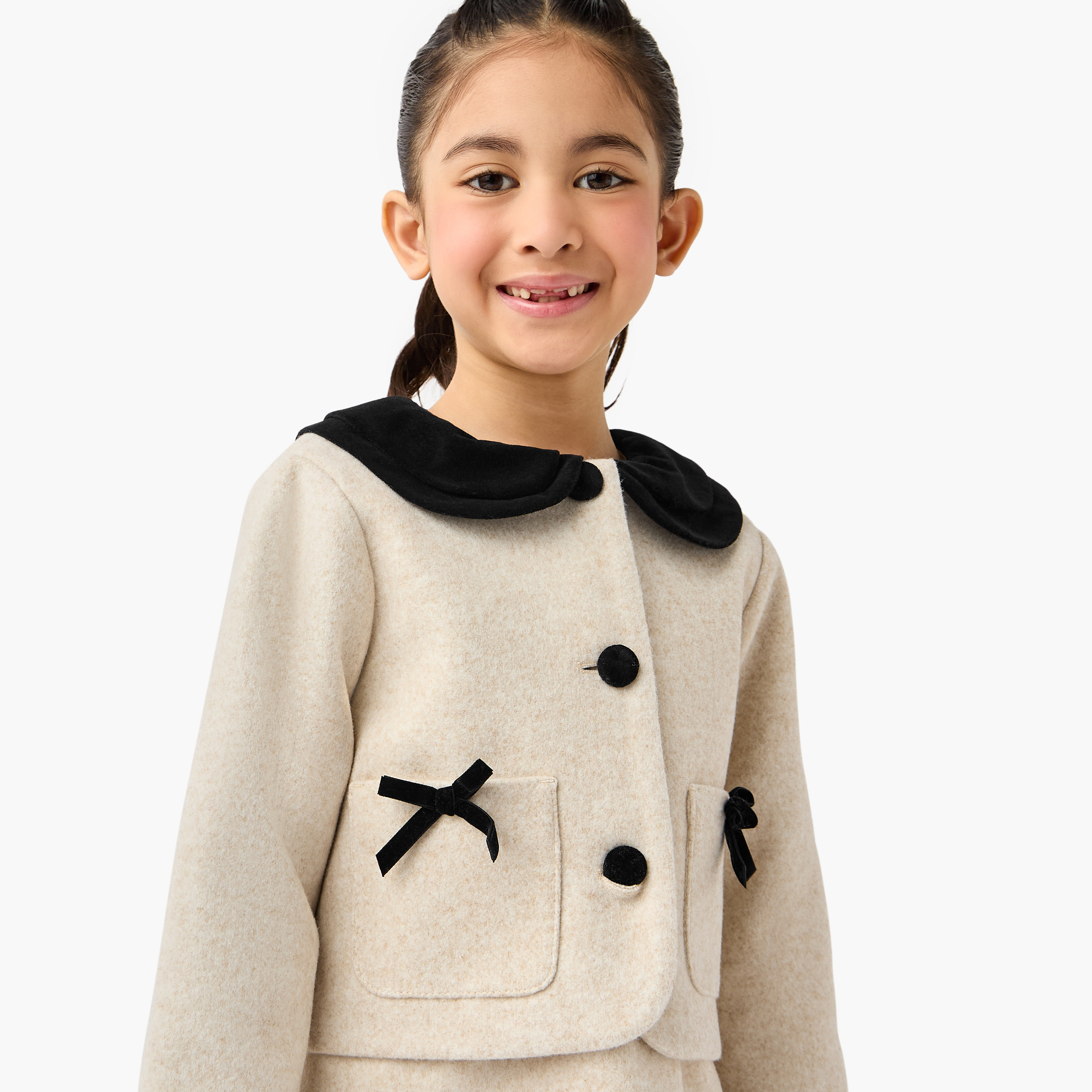 Eligo Peter Pan Collar Dress and Jacket Set-girls-clothing-winterwear-dresses-image-5