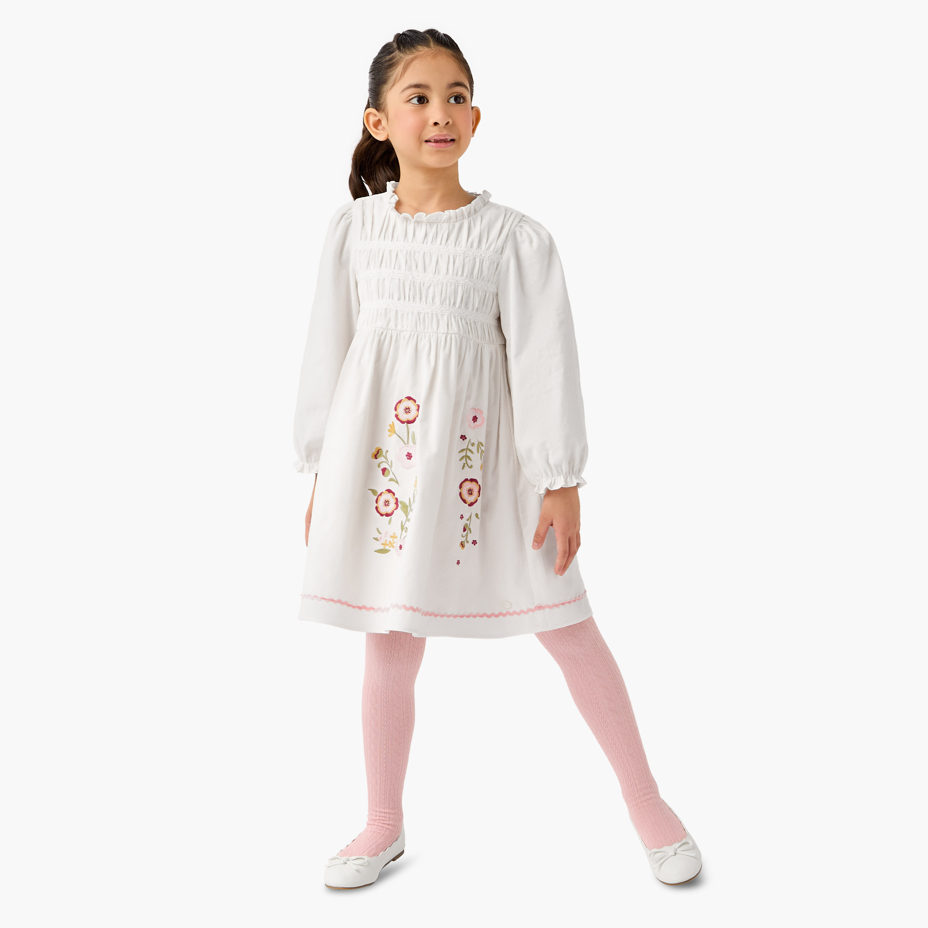 Eligo Floral Embroidered Dress and Leggings Set-girls-clothing-winterwear-dresses-image-1