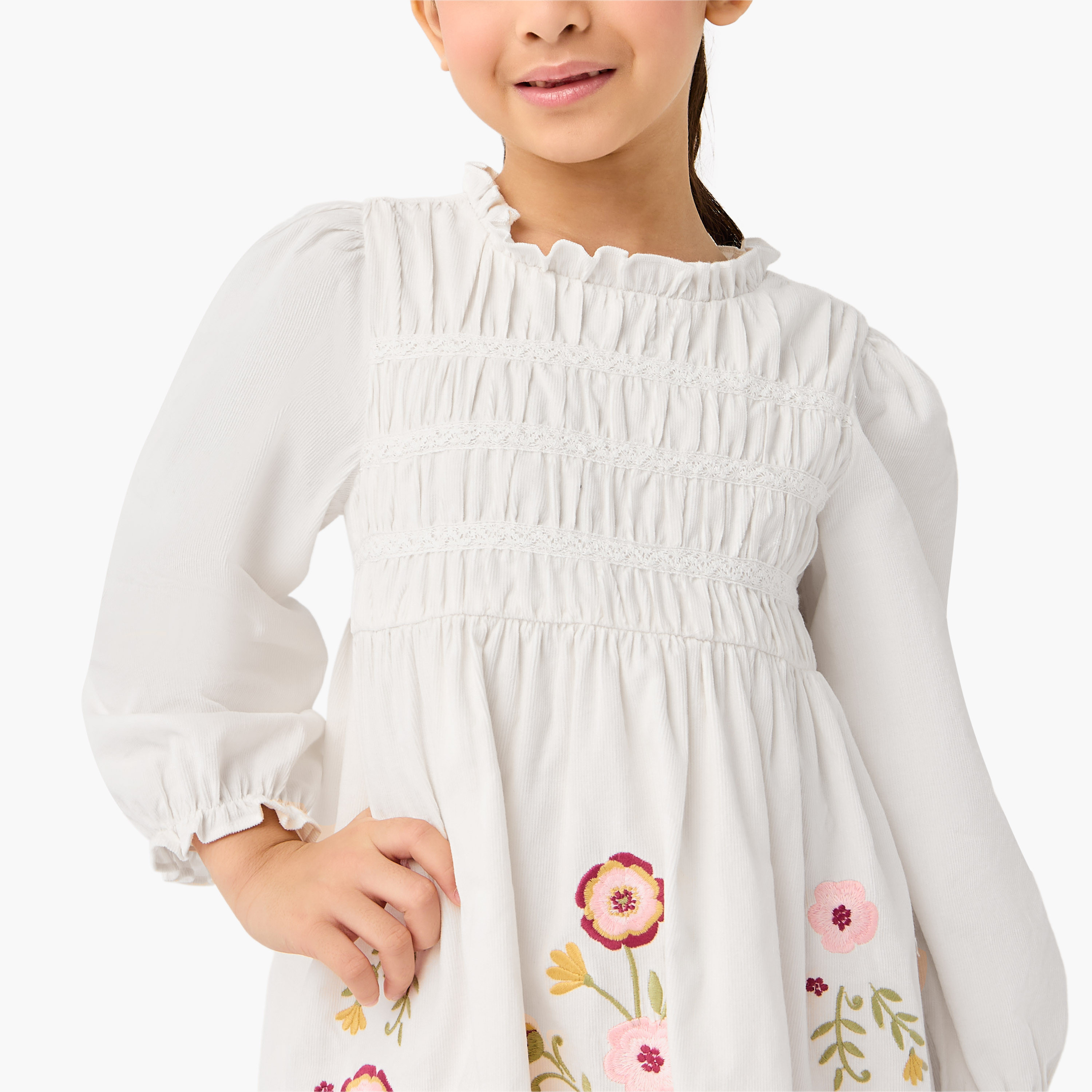 Eligo Floral Embroidered Dress and Leggings Set-girls-clothing-winterwear-dresses-image-4