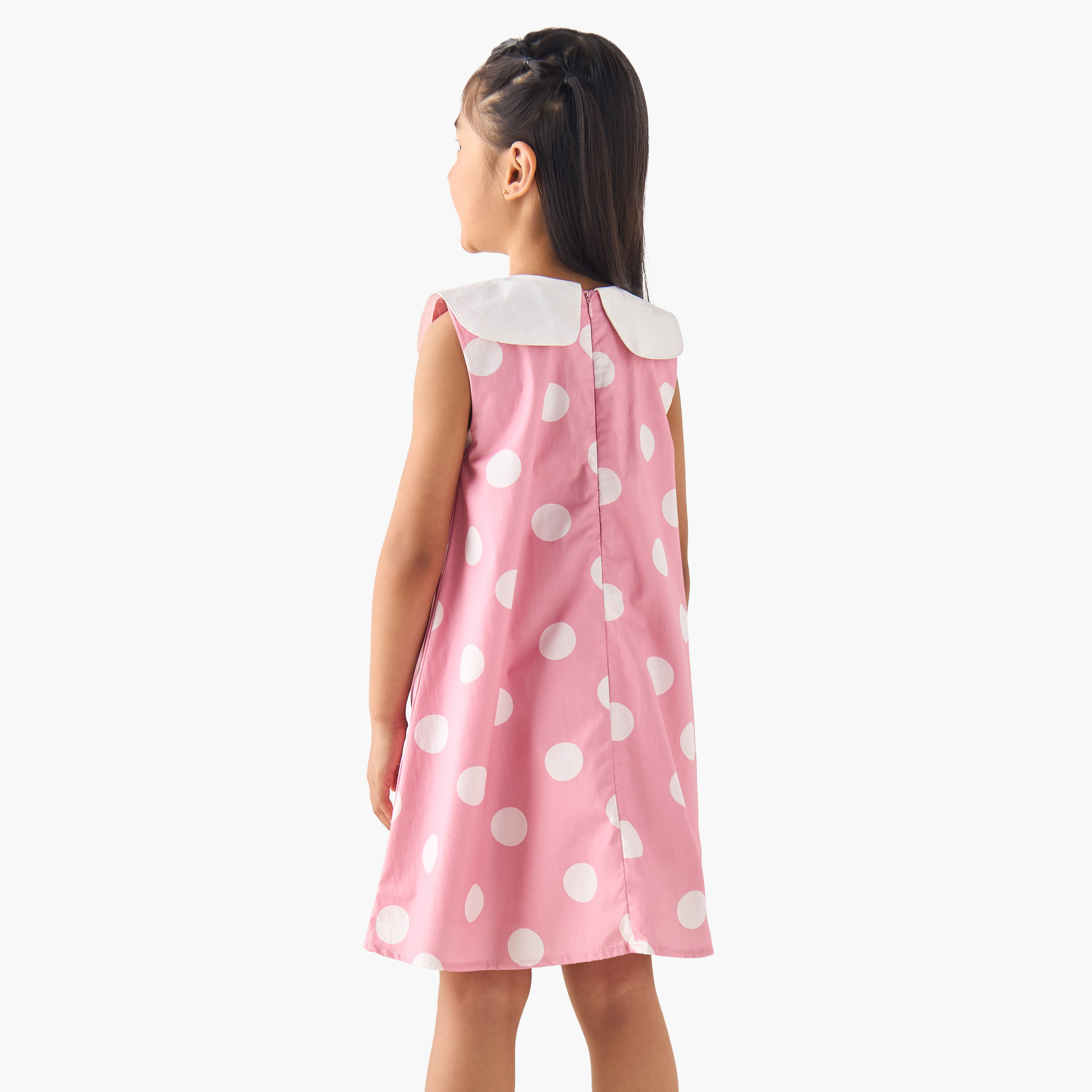 Eligo Peter Pan Collar Sleeveless Dress with Polka Dot Print-girls-clothing-dressesandjumpsuits-image-3