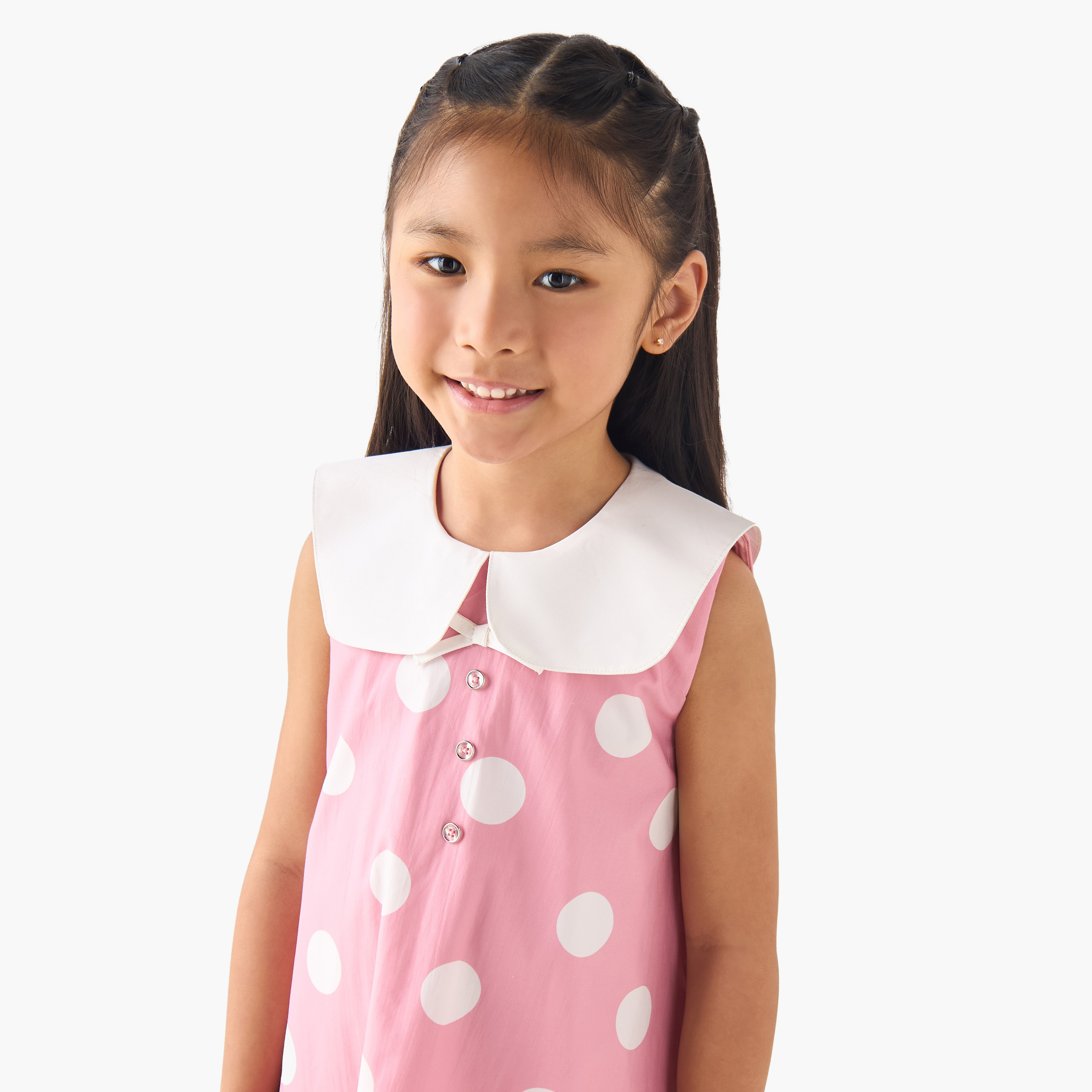 Eligo Peter Pan Collar Sleeveless Dress with Polka Dot Print-girls-clothing-dressesandjumpsuits-image-4