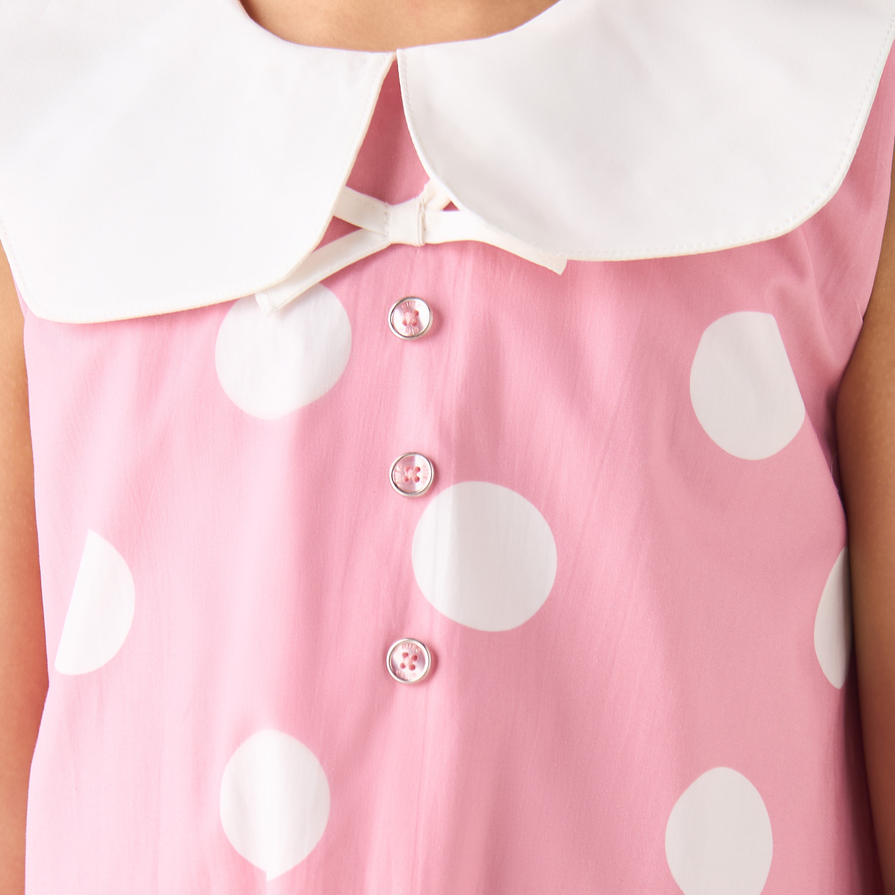 Eligo Peter Pan Collar Sleeveless Dress with Polka Dot Print-girls-clothing-dressesandjumpsuits-image-5