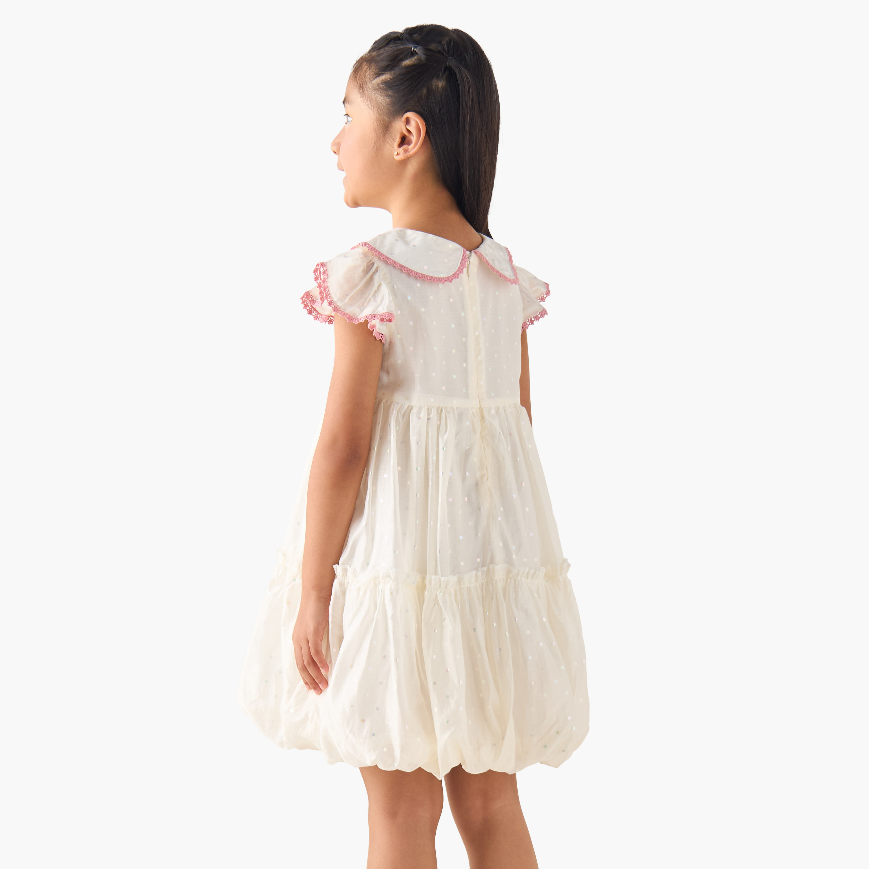Eligo Peter Pan Collar Cap Sleeves Dress with Polka Dot Print-girls-clothing-dressesandjumpsuits-image-3