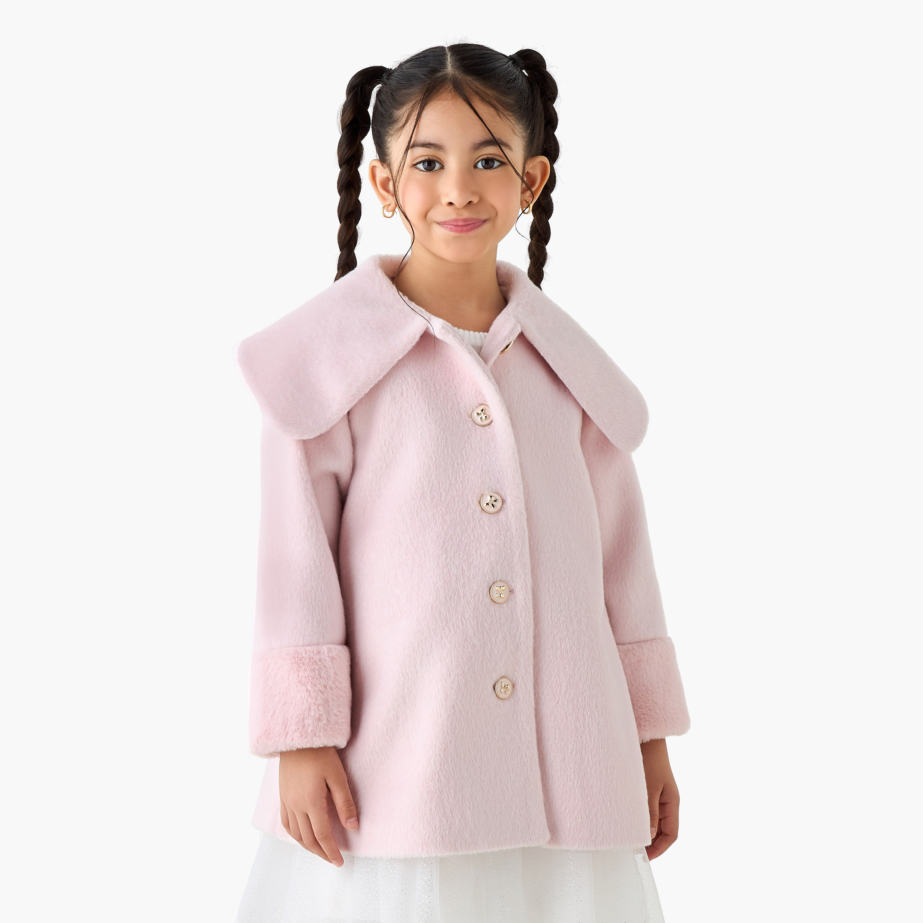 Eligo Solid Peter Pan Collar Coat with Long Sleeves-baby-girls-clothing-jacketsandcoats-image-1