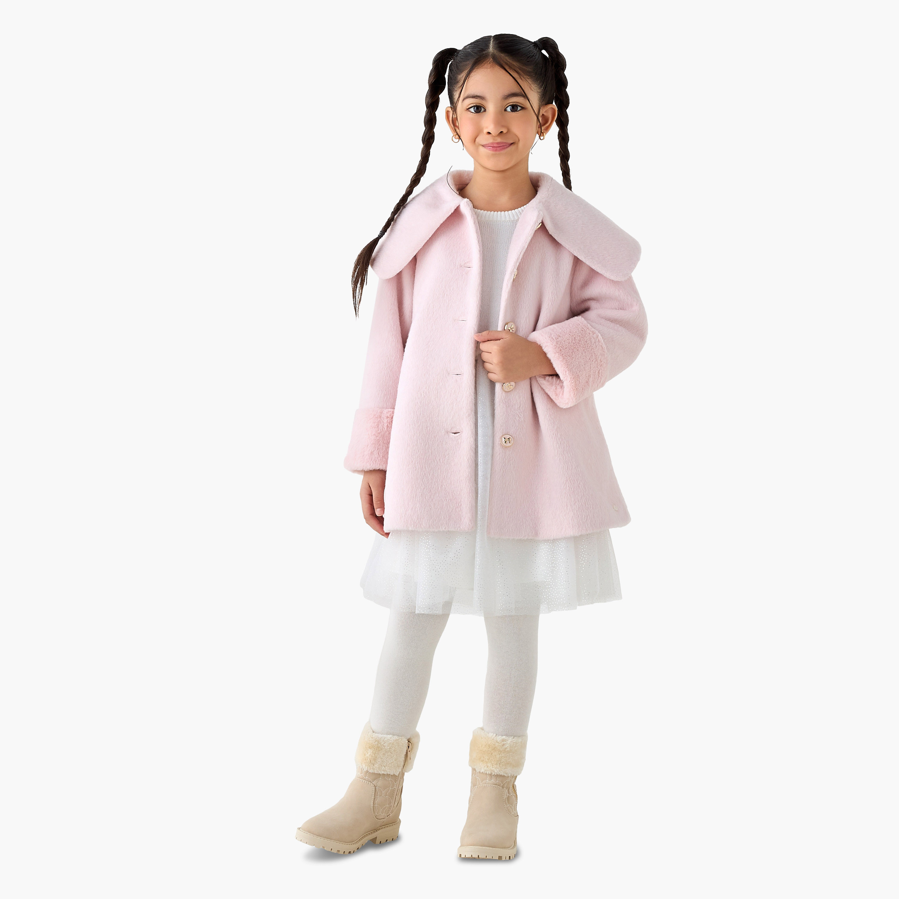 Eligo Solid Peter Pan Collar Coat with Long Sleeves-baby-girls-clothing-jacketsandcoats-image-2