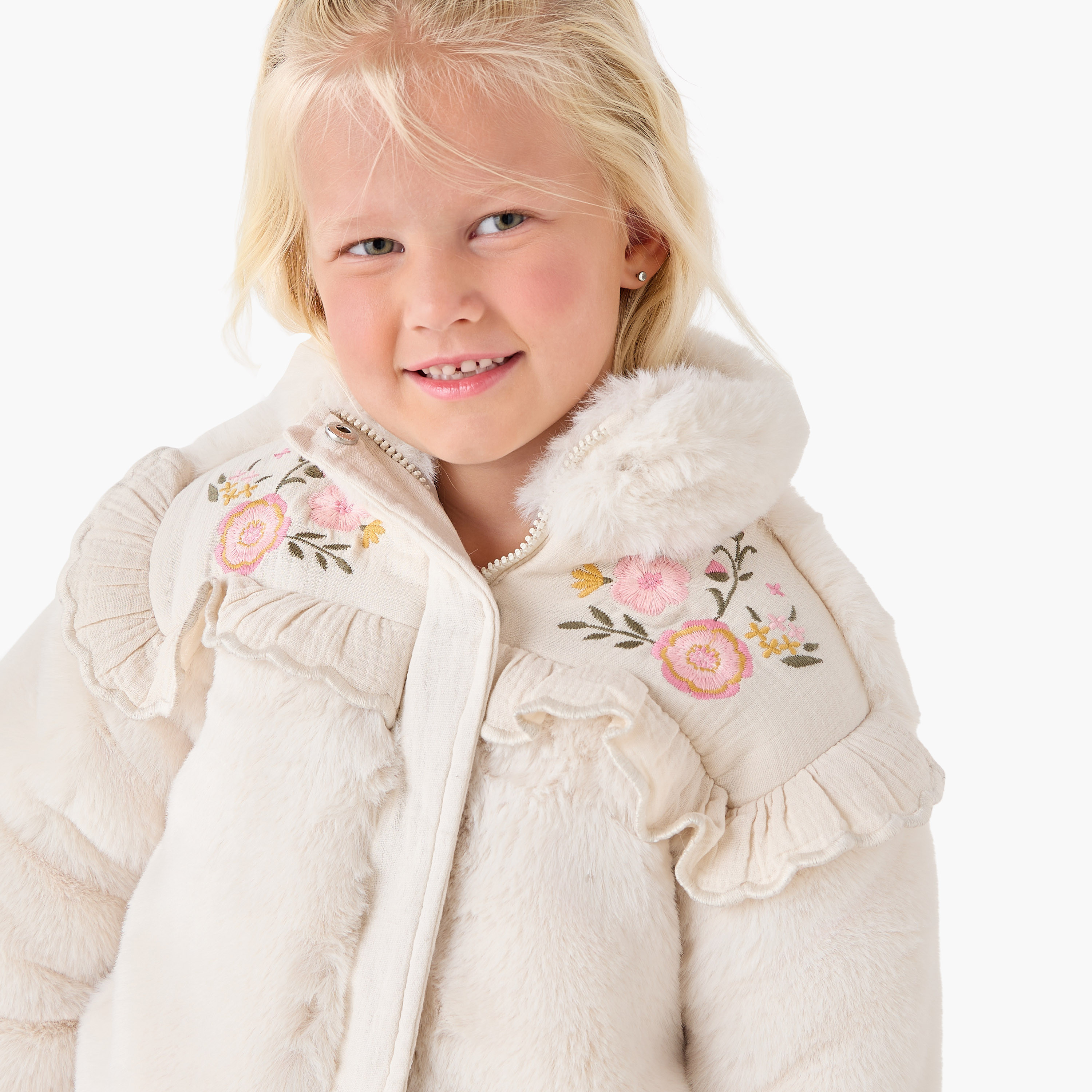 Eligo Floral Embroidered Plush Jacket with Long Sleeves-baby-girls-clothing-jacketsandcoats-image-4