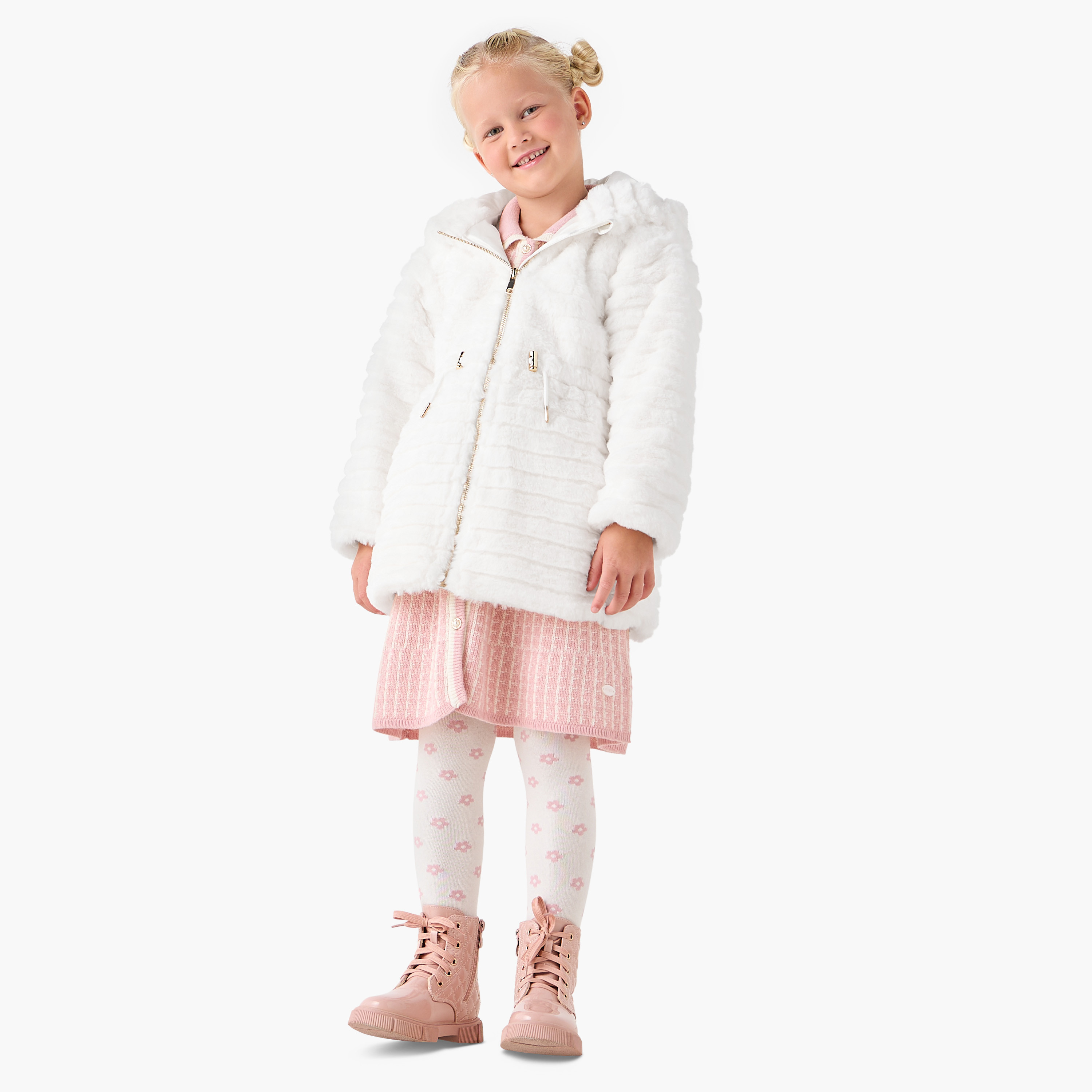 Eligo Textured Hooded Jacket with Long Sleeves-baby-girls-clothing-jacketsandcoats-image-2