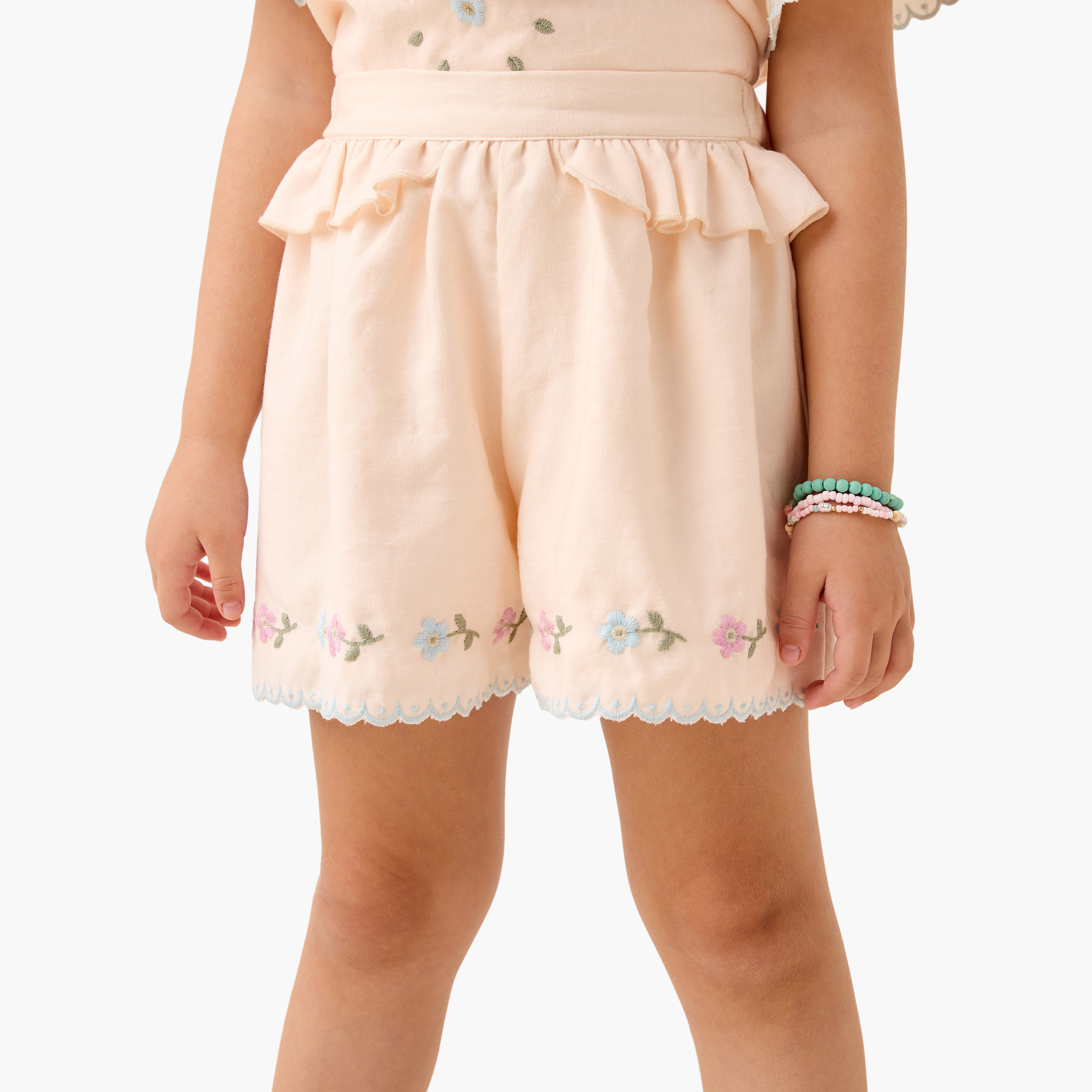 Eligo Embroidered Ruffled Sleeve Top and Shorts Set-girls-clothing-setsandcoords-image-3