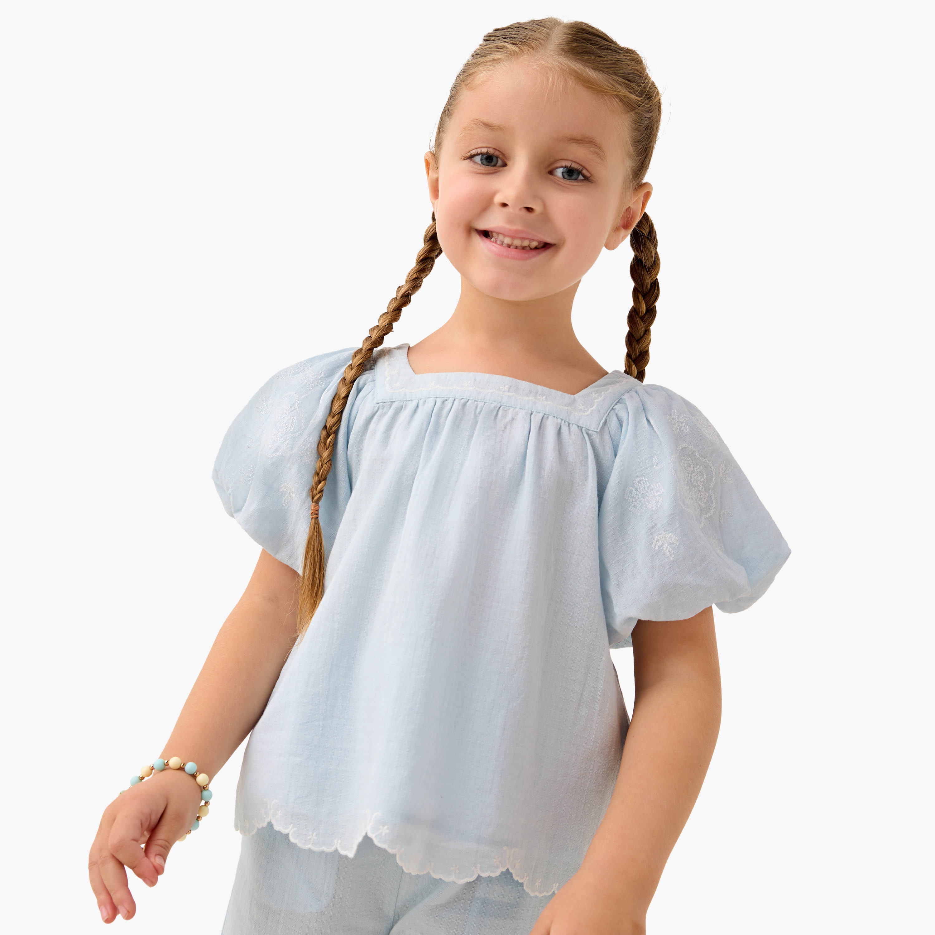 Eligo Embroidered Square Neck Top and Pants Set-baby-girls-clothing-setsandcoords-image-2