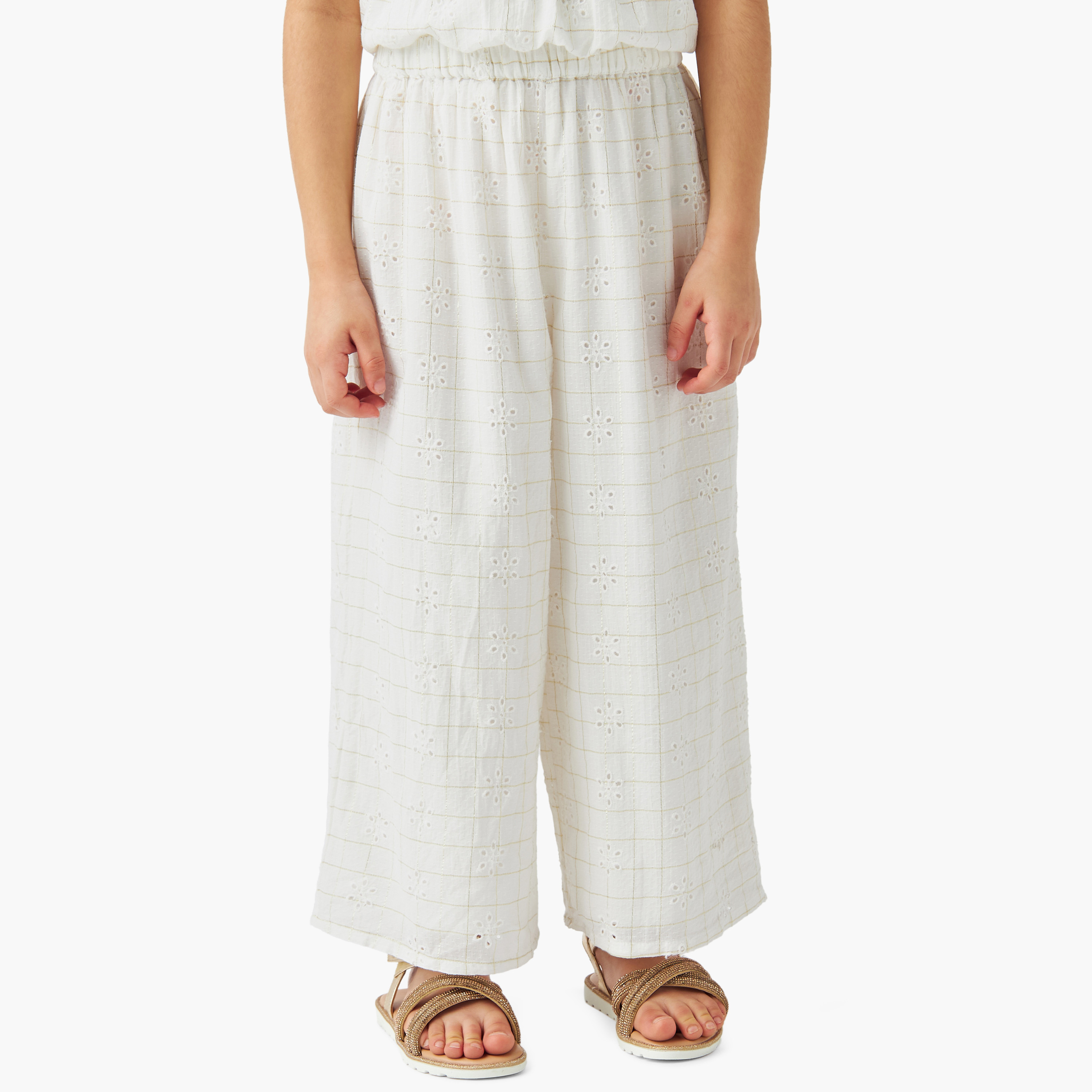 Eligo Schiffli Textured Pie-Crust Neck Peplum Top and Pants Set-baby-girls-clothing-setsandcoords-image-3