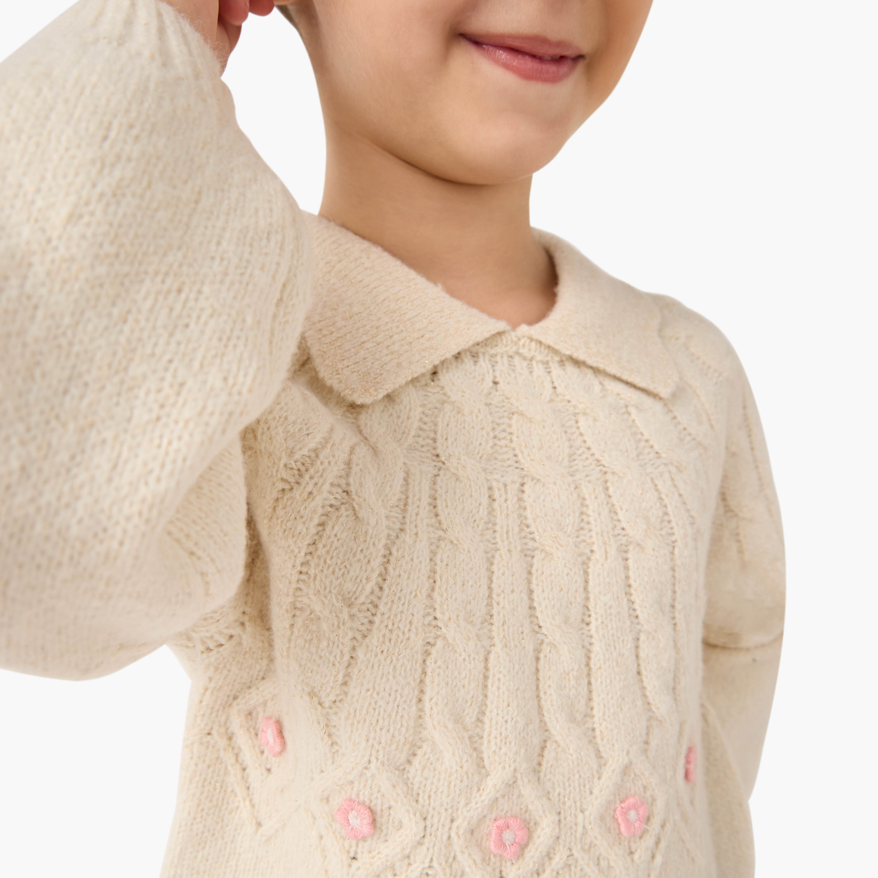 Eligo Textured Collared Pullover with Shorts and Tights-girls-clothing-setsandcoords-image-5