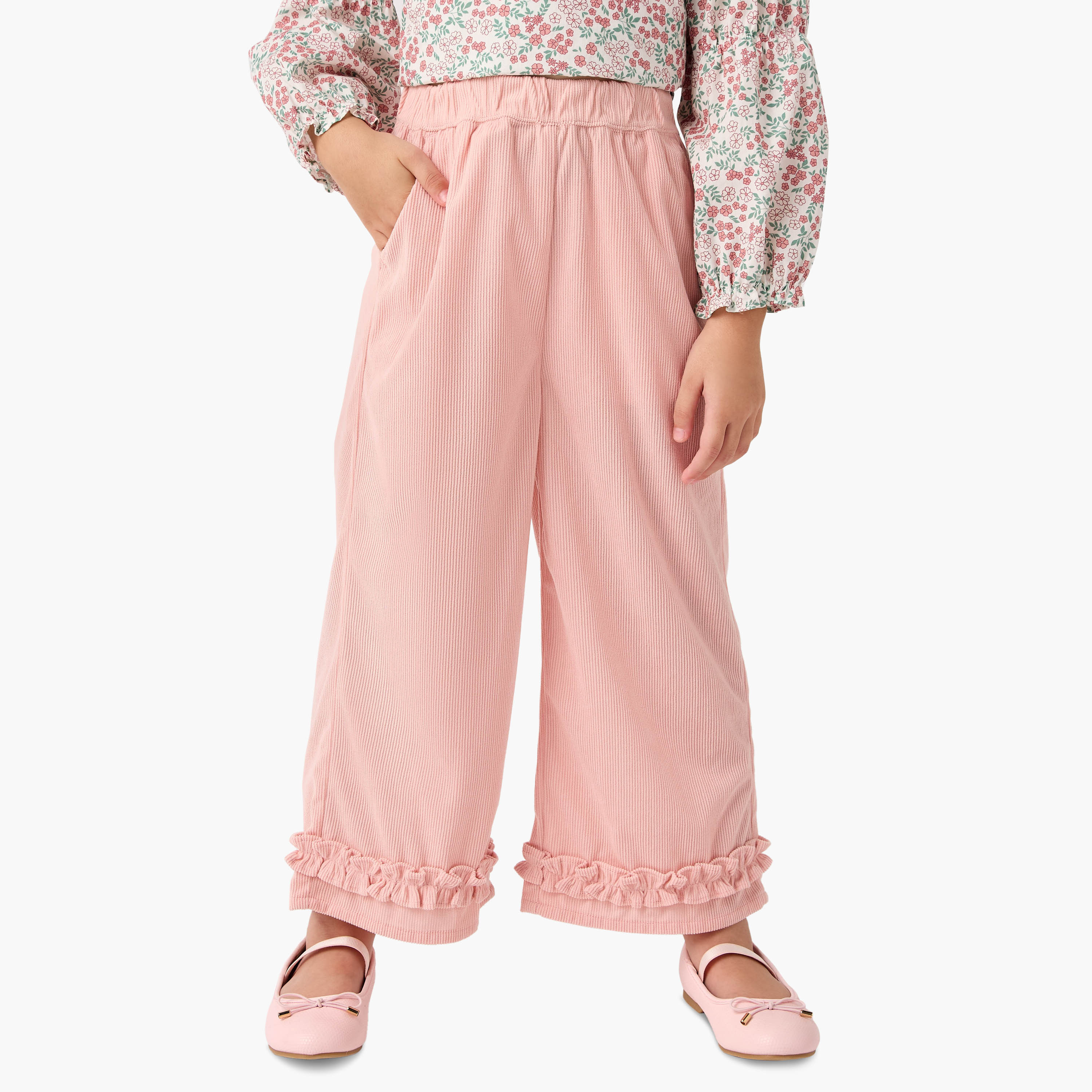 طقم بنطلون وبلوزة بطبعات زهرية وجاكيت بيبلوم من إليجو -baby-girls-clothing-setsandcoords-image-3