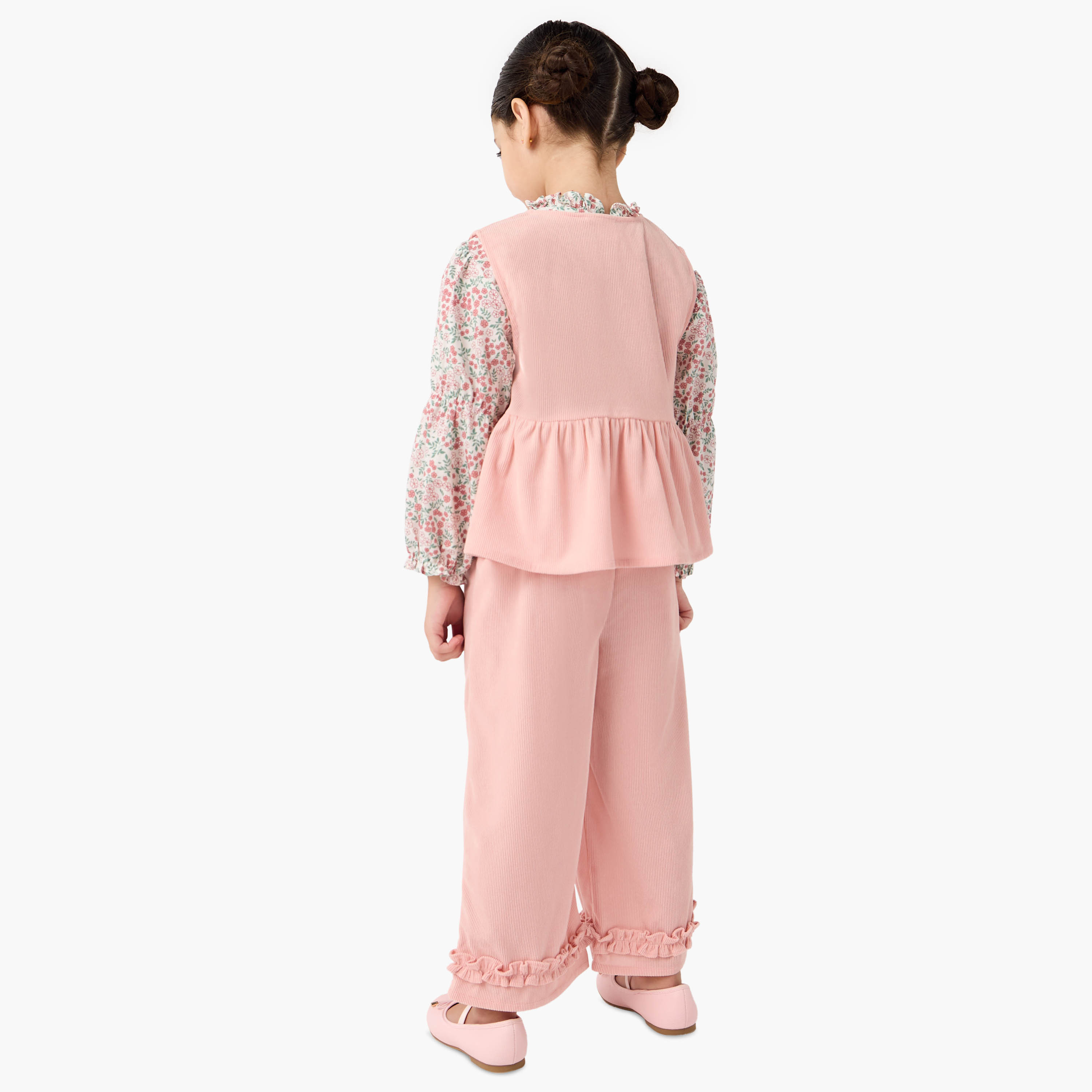 طقم بنطلون وبلوزة بطبعات زهرية وجاكيت بيبلوم من إليجو -baby-girls-clothing-setsandcoords-image-5