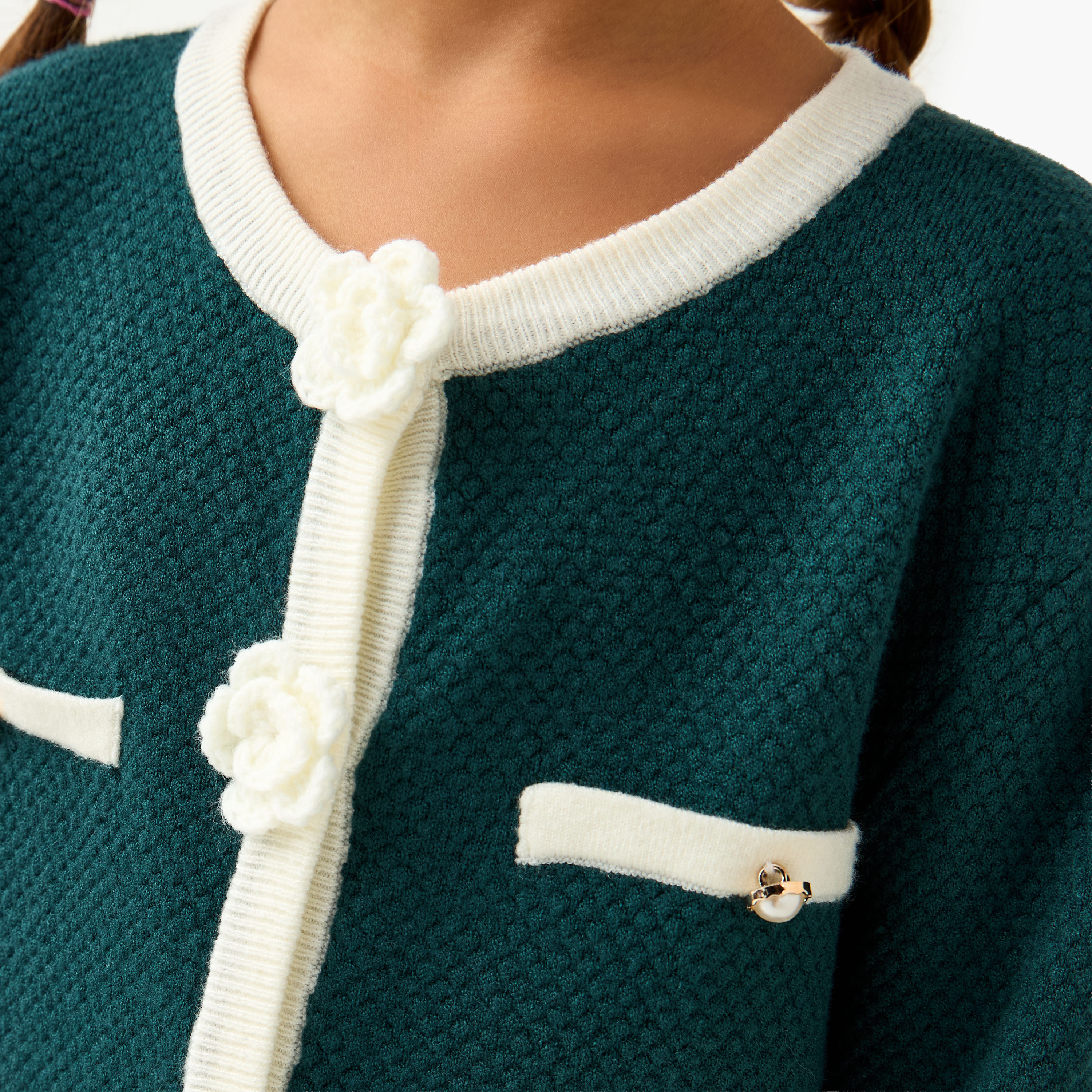 طقم تنورة وكارديجان بياقة هينلي وأكمام طويلة وسراويل تحتانية من إليجو-baby-girls-clothing-setsandcoords-image-5