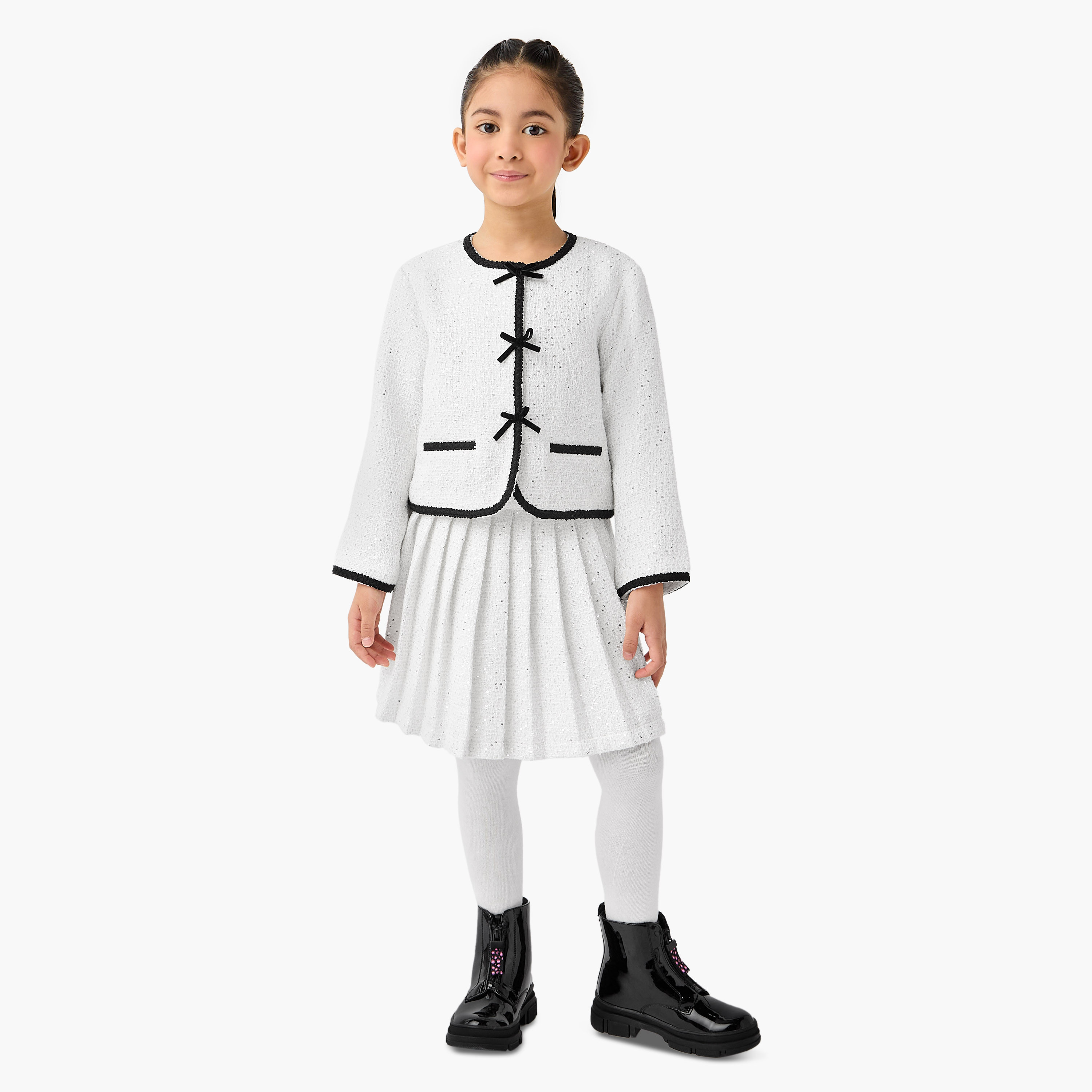 Eligo Embellished Jacket with Pleated Skirt and Tights-girls-clothing-setsandcoords-image-1