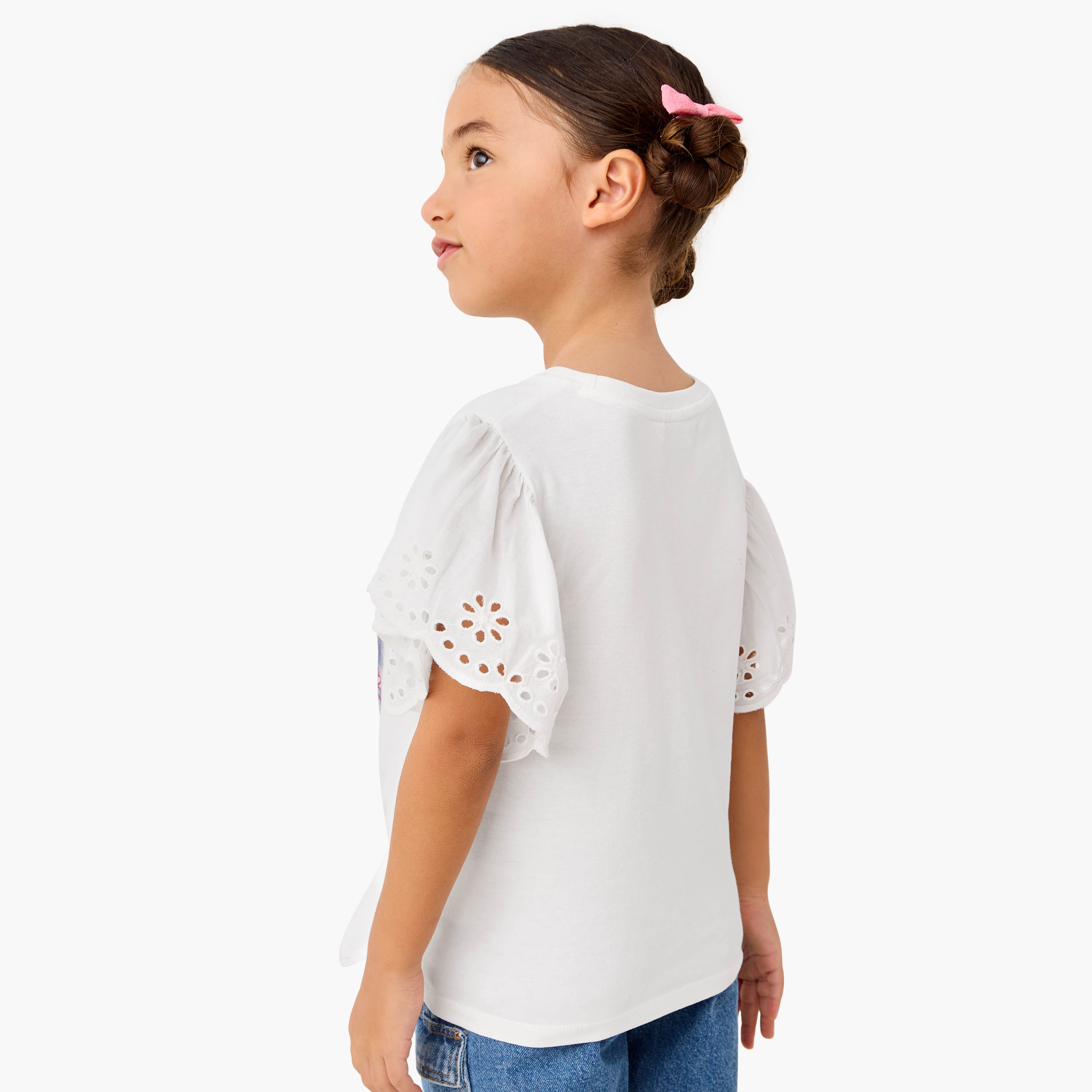 Lee Cooper Floral Sequinned T-shirt with Front Knot Detail-girls-clothing-tshirts-image-3