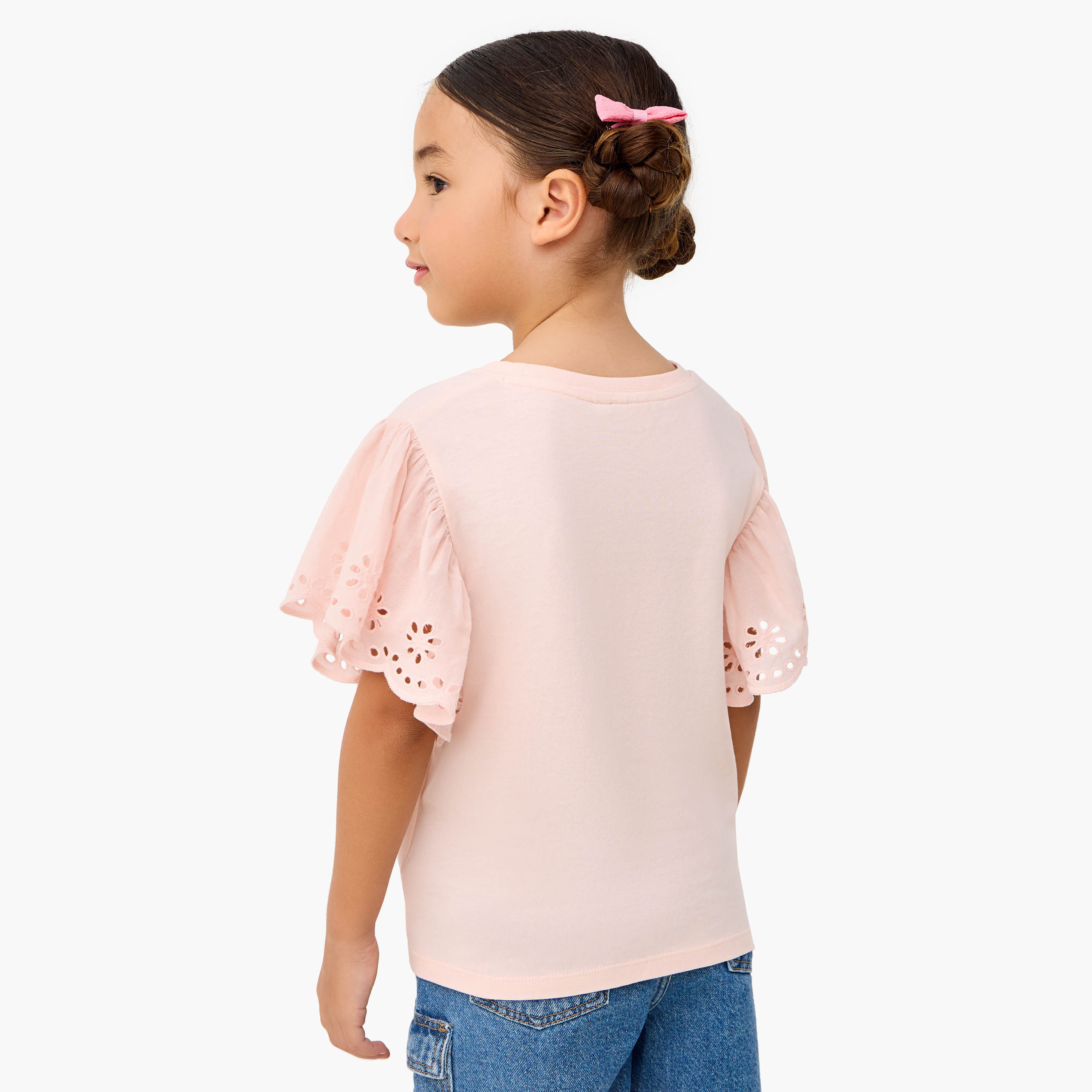 Lee Cooper Floral Sequinned T-shirt with Front Knot Detail-girls-clothing-tshirts-image-3
