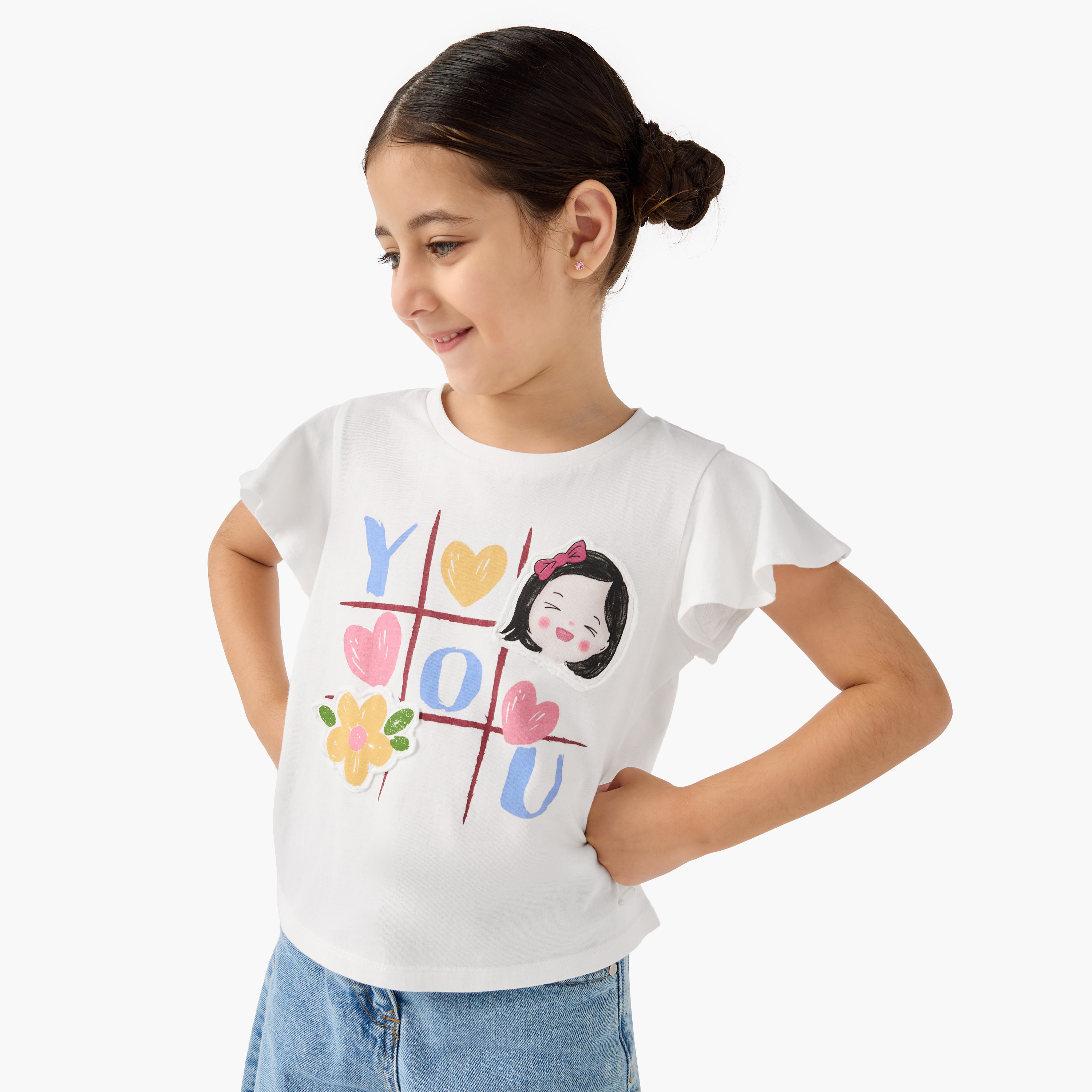 تيشيرت بأكمام واسعة وطبعات من لي كوبر-girls-clothing-tshirts-image-1